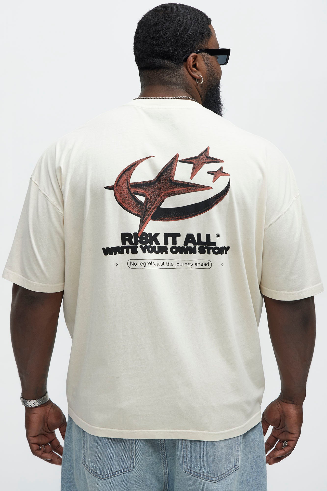 Risk It All Oversized Short Sleeve Tee - Cream - Image 5