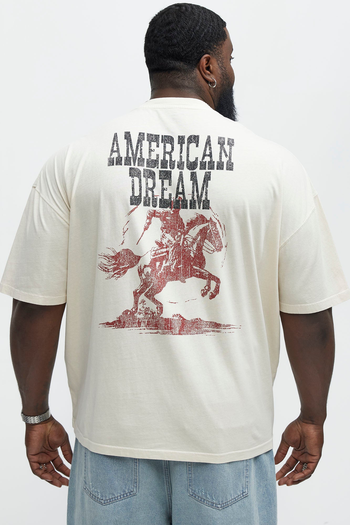 American Dream Oversized Short Sleeve Tee - Cream - Image 5
