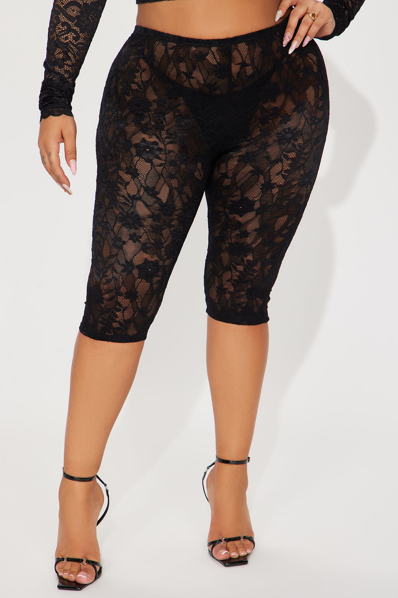Current Mood Lace Capri Legging - Black - Image 5