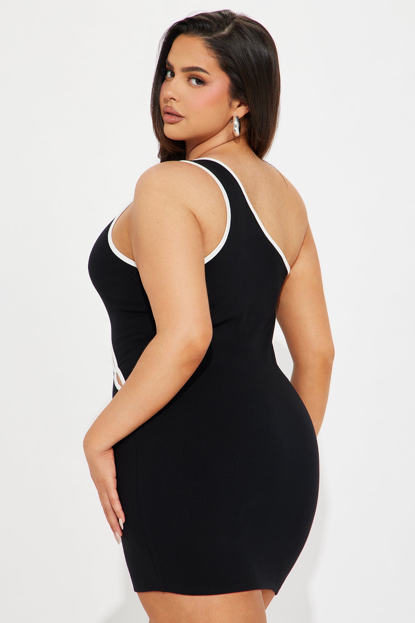 Too Sweet Ribbed Micro Mini Dress - Black - Image 6