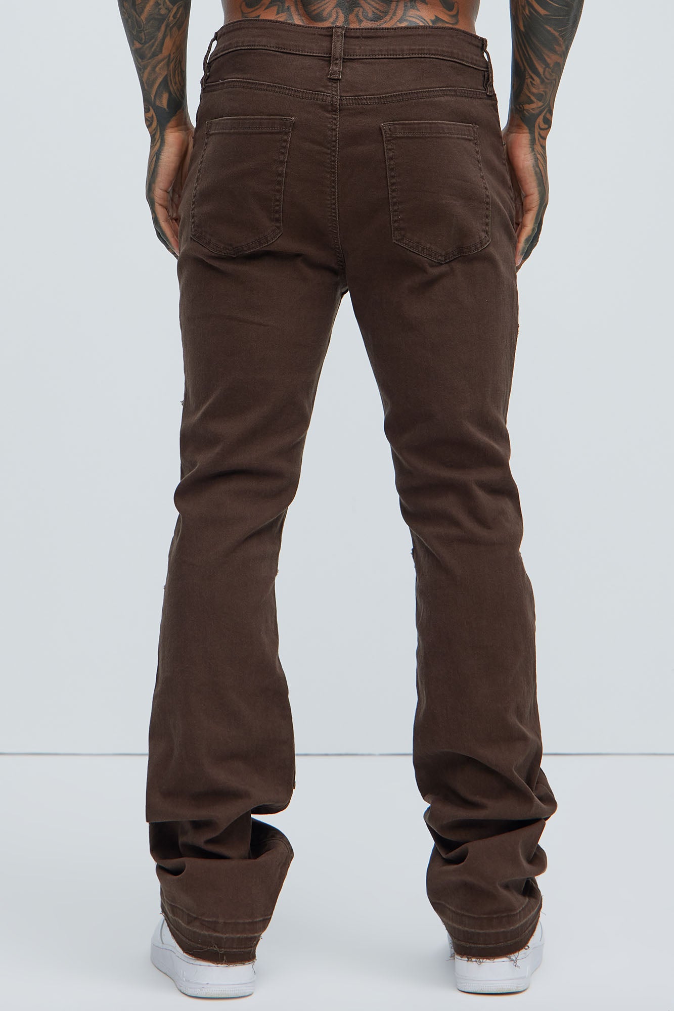 Manchester Stacked Skinny Flare Pants - Dark Brown - Image 4