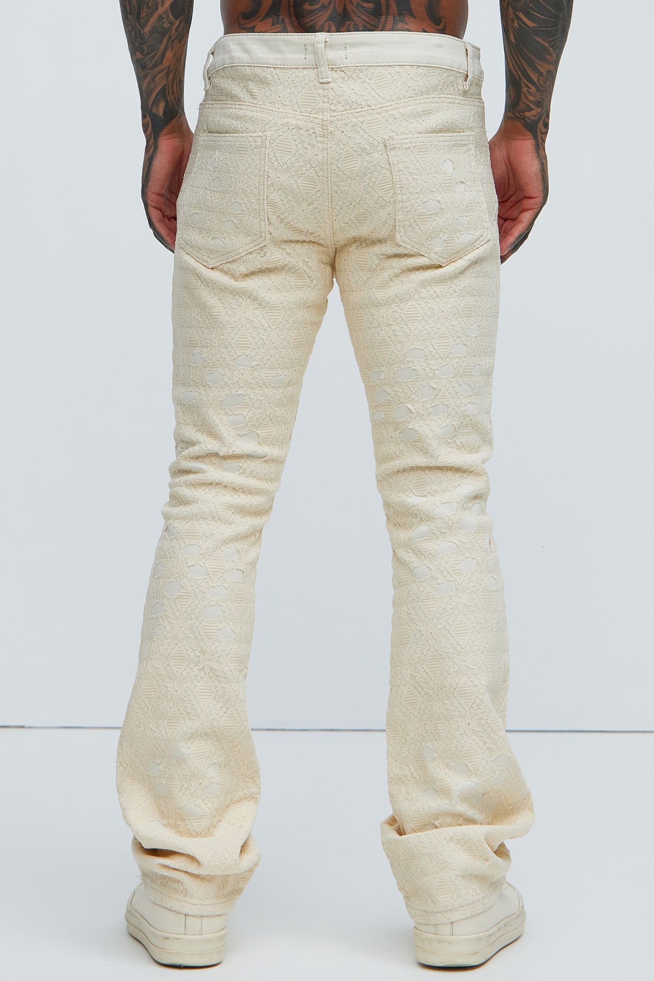 No Trace Just Lace Stacked Skinny Flare Pants - Off White - Image 5