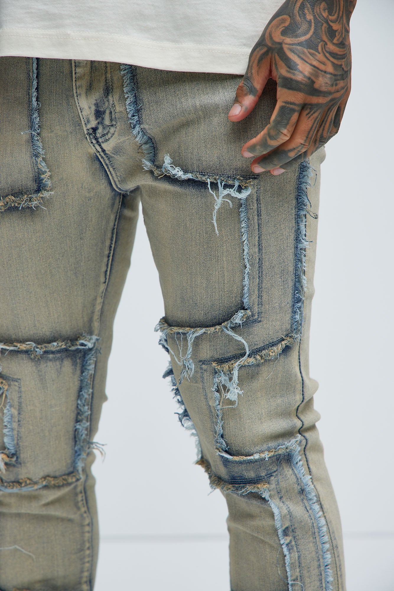 Be Square Stacked Skinny Flare Jeans - Light Blue - Image 3