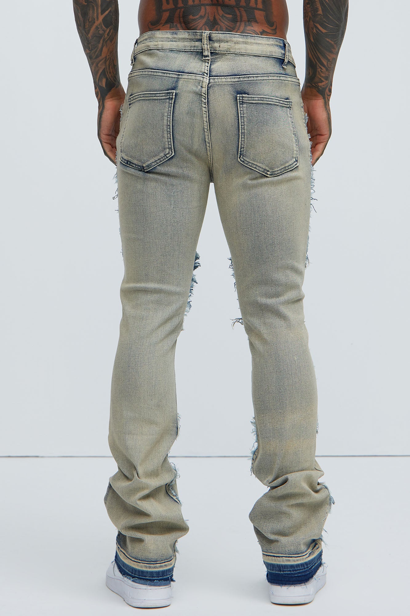 Be Square Stacked Skinny Flare Jeans - Light Blue - Image 5