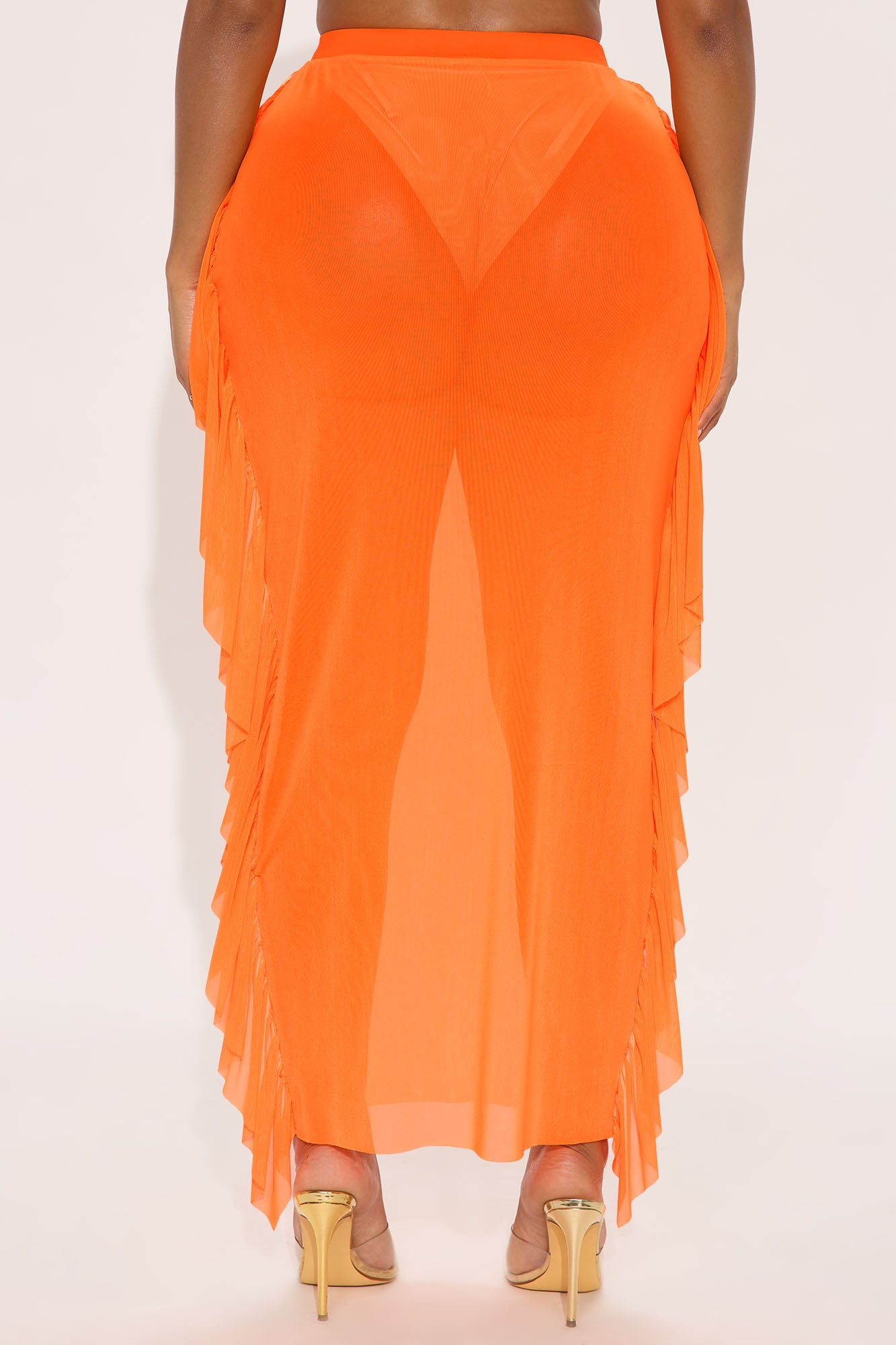 Sunshine See Through Coverup Skirt - Orange - Image 3