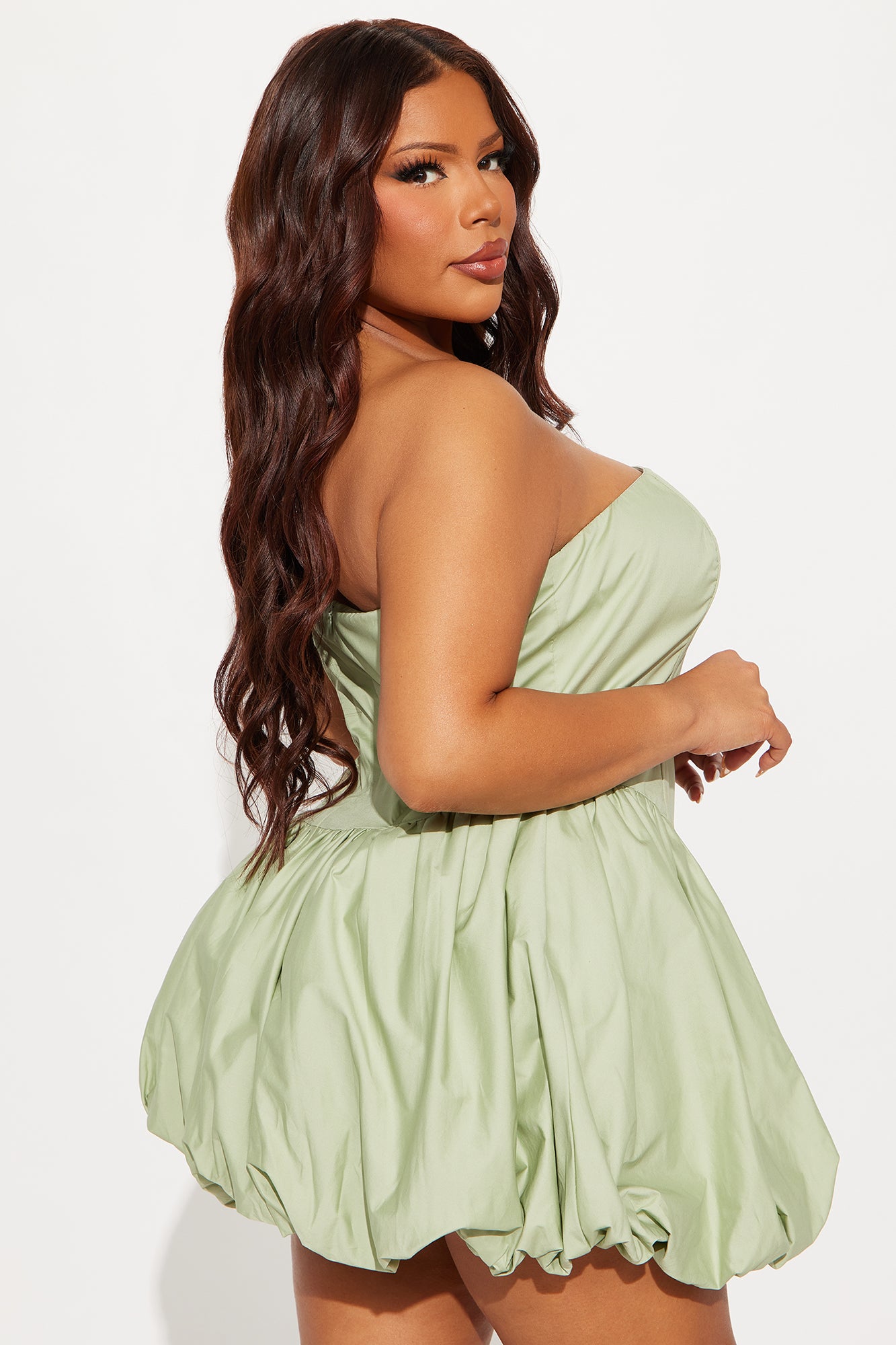 A Night in Paris Bubble Mini Dress - Sage - Image 6