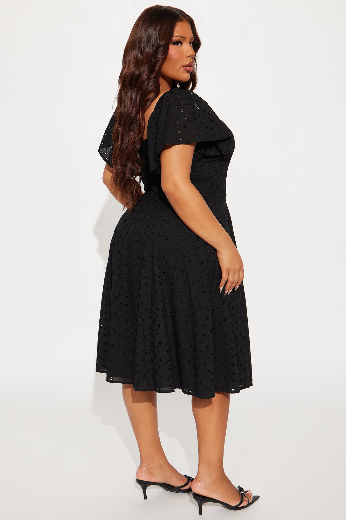 Shanley Eyelet Midi Dress - Black - Image 6