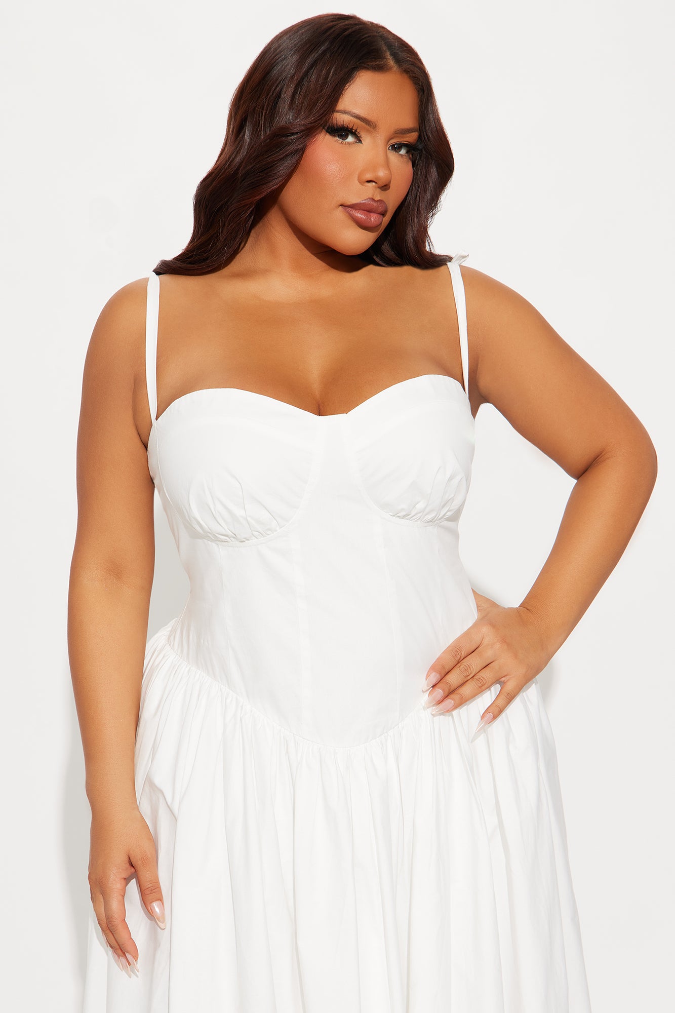 Angelina Poplin Maxi Dress - White - Image 5