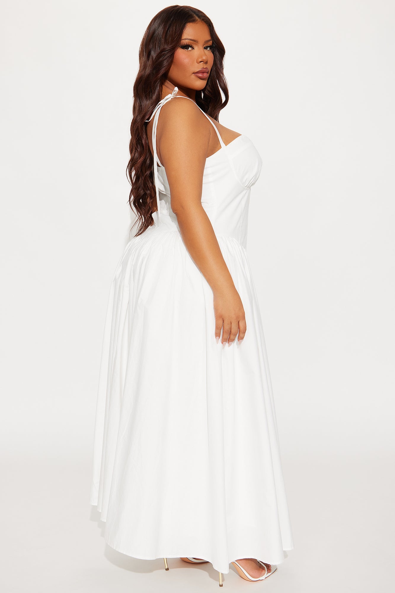 Angelina Poplin Maxi Dress - White - Image 6