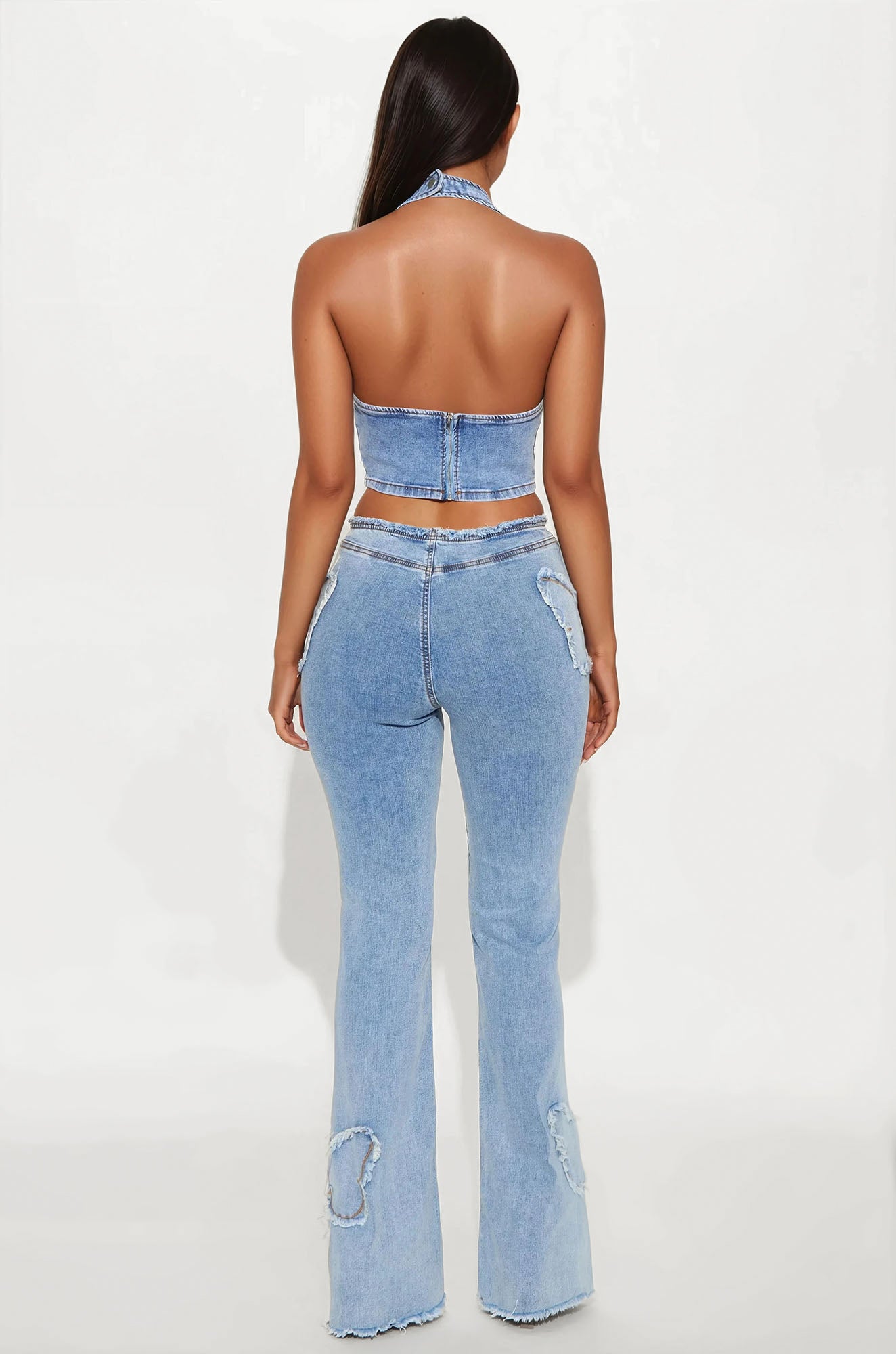 Bella Butterfly Denim Pant Set - Medium Wash - Image 3