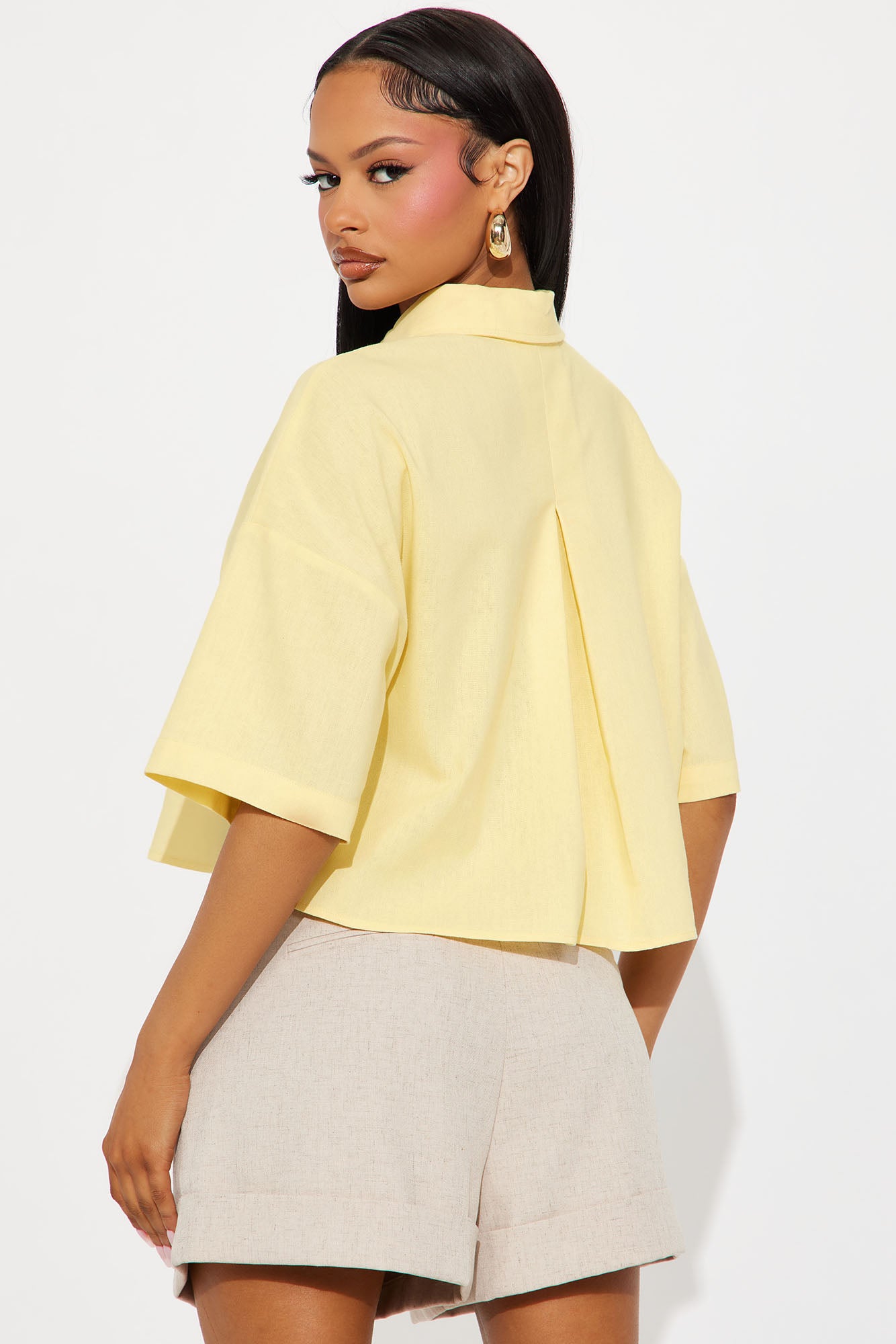 Adaline Linen Shirt - Yellow - Image 3