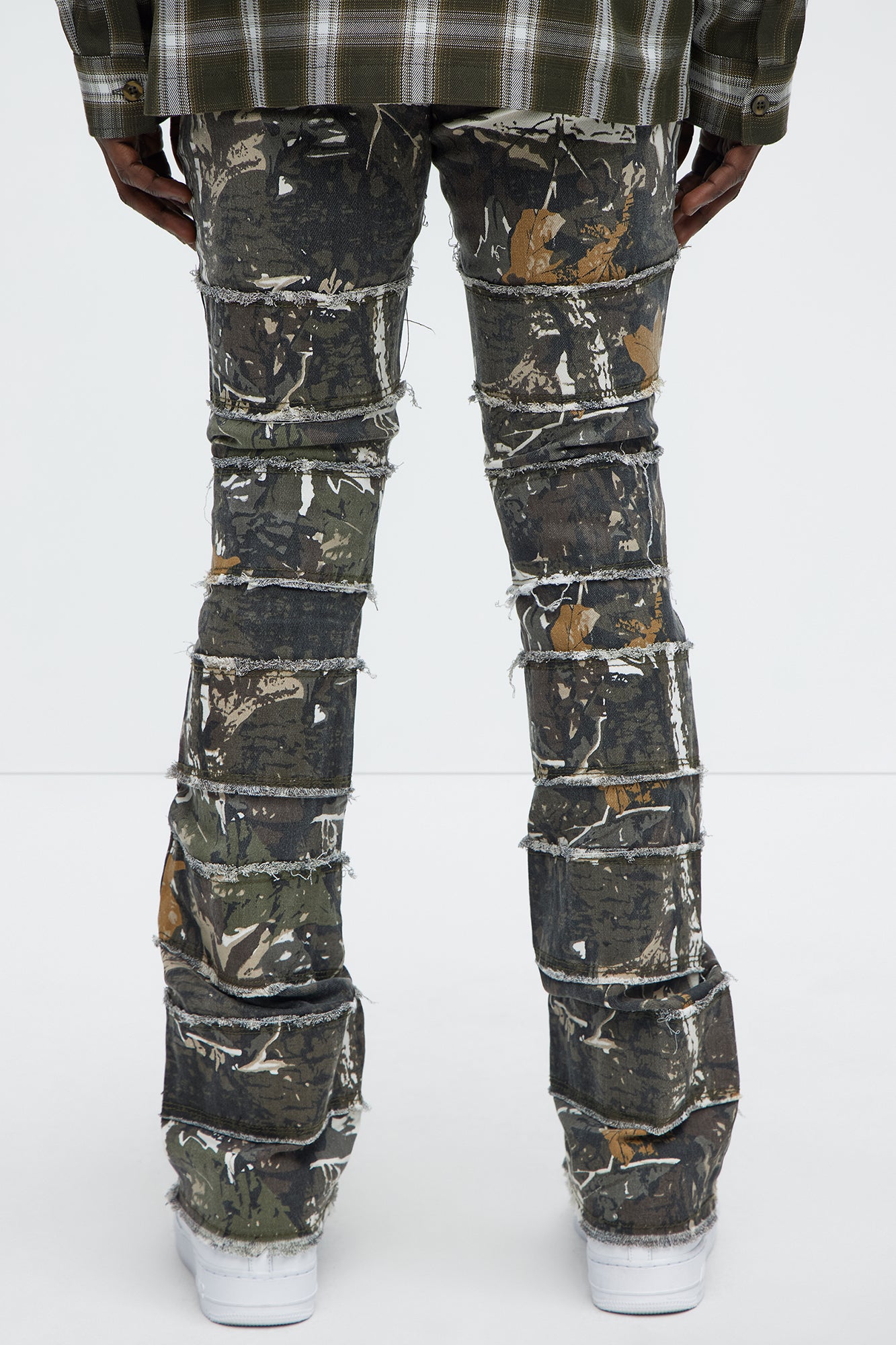 All Around Fray Stacked Skinny Flare Pants - Brown/combo - Image 4