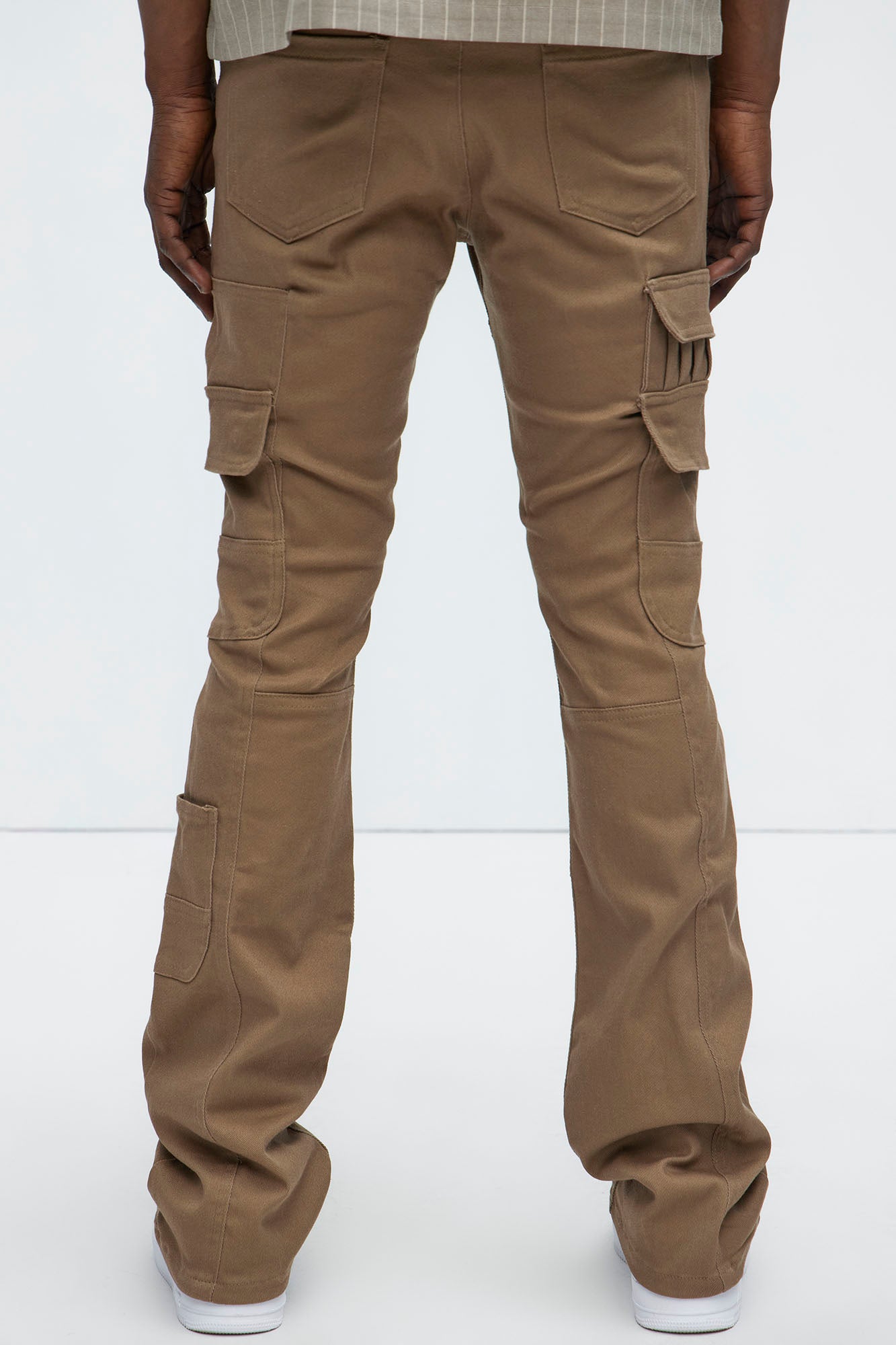 Nasty Habits Cargo Stacked Skinny Flare Pants - Taupe - Image 4