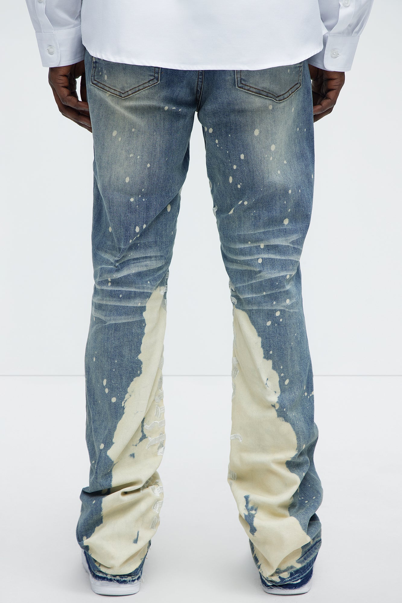 See It Through Bleached Stacked Skinny Flare Jeans - Light Wash - Image 6
