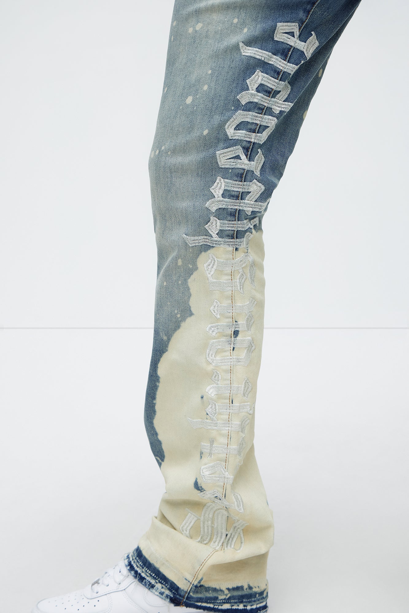 See It Through Bleached Stacked Skinny Flare Jeans - Light Wash - Image 4