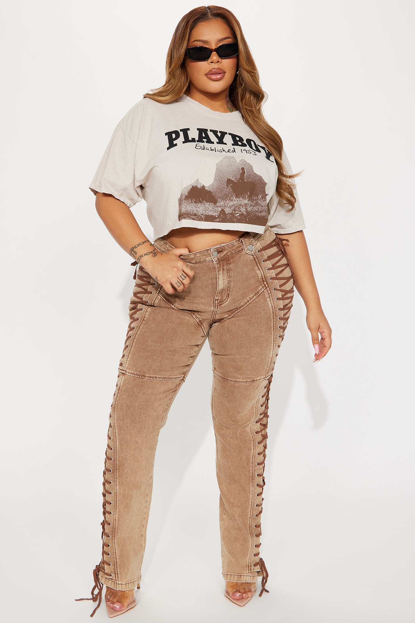 Playboy Wild West Tee - Taupe - Image 6