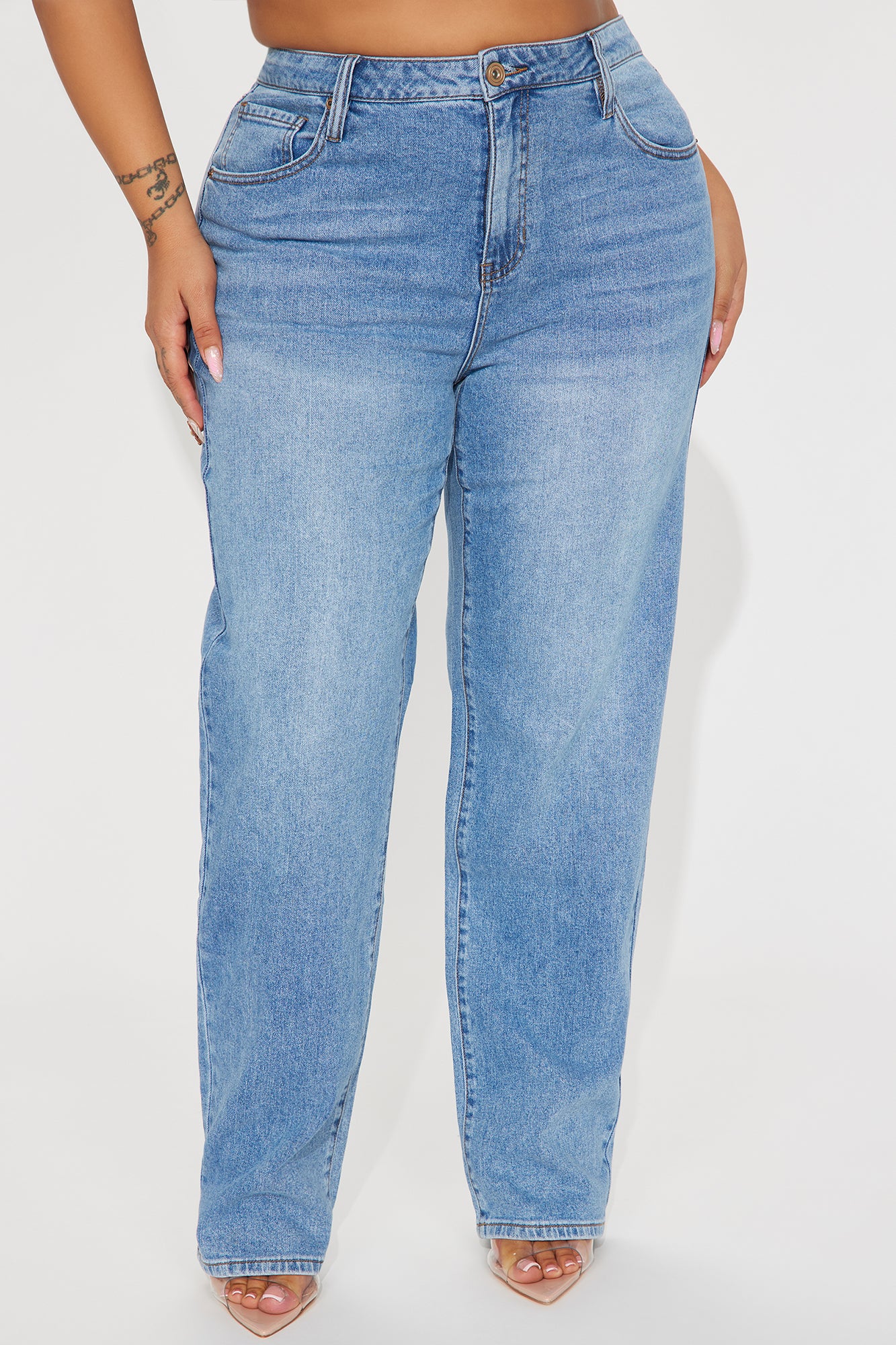 Leaving You Behind Stretch Straight Leg Jeans - Medium Wash - Image 5