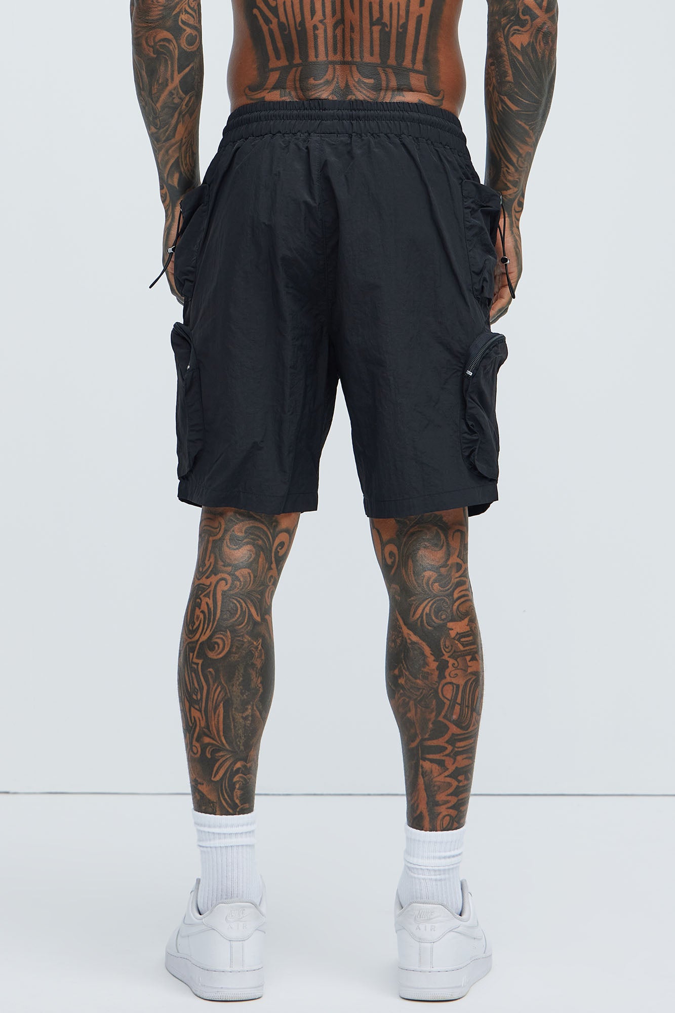 All This And That Nylon Cargo Shorts - Black - Image 5