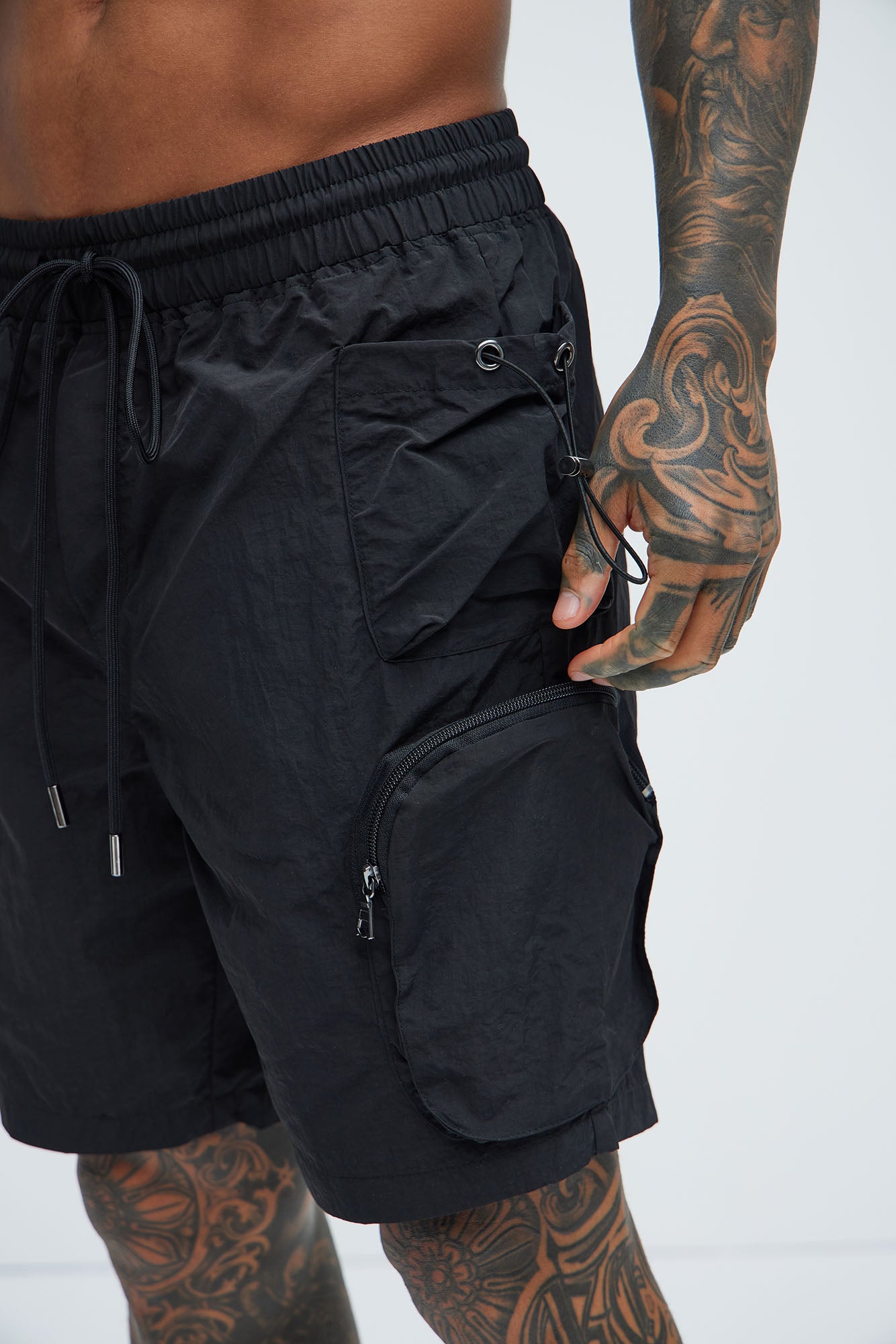 All This And That Nylon Cargo Shorts - Black - Image 3