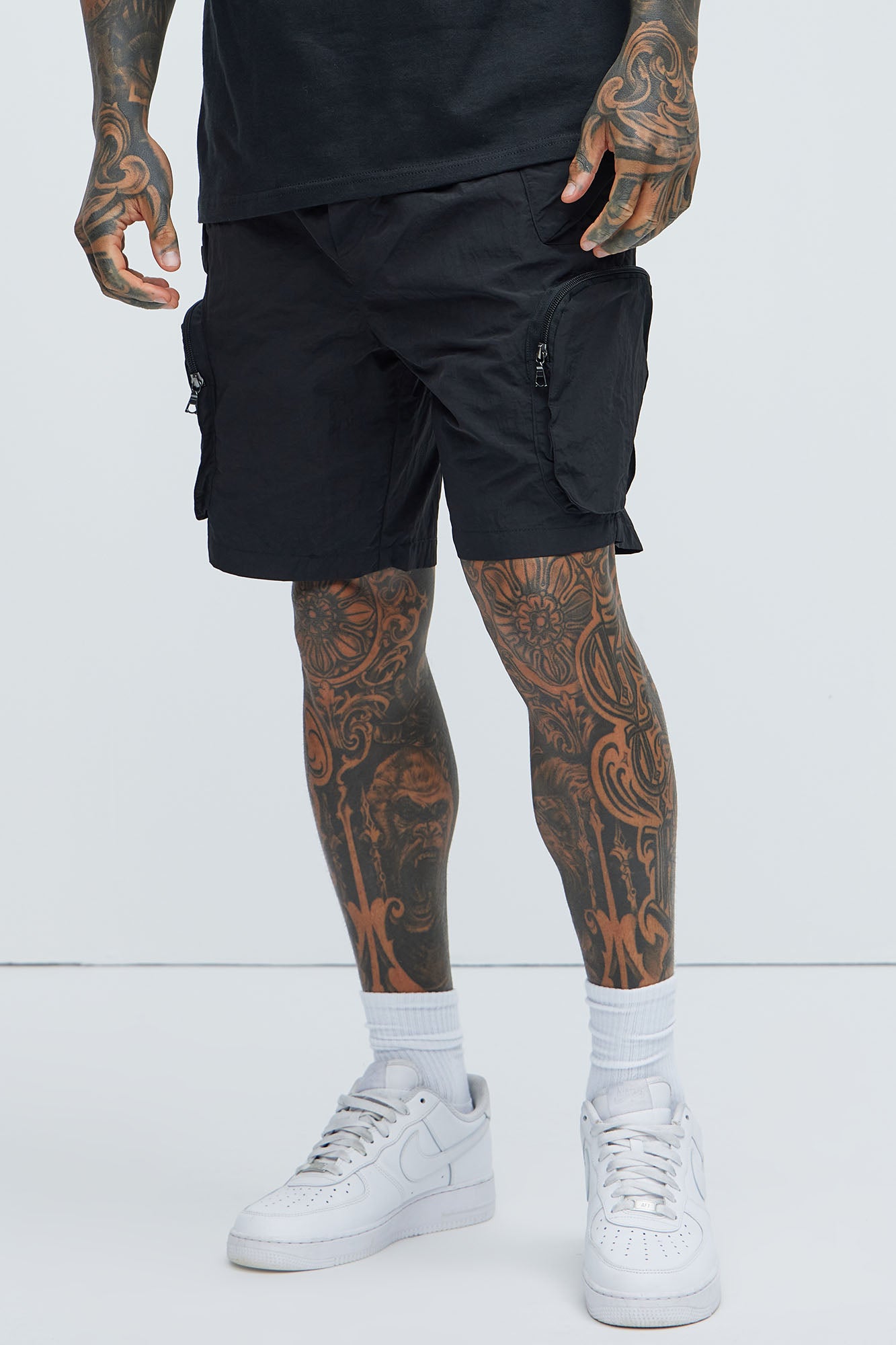All This And That Nylon Cargo Shorts - Black - Image 4