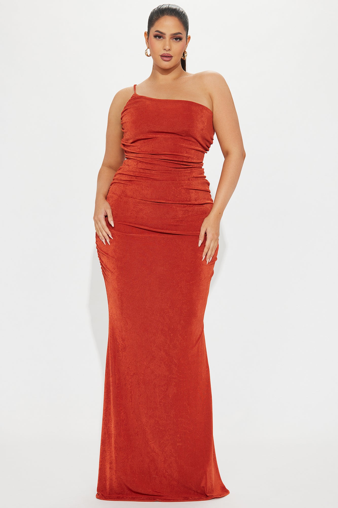 Aleyna Slinky Maxi Dress - Rust - Image 4