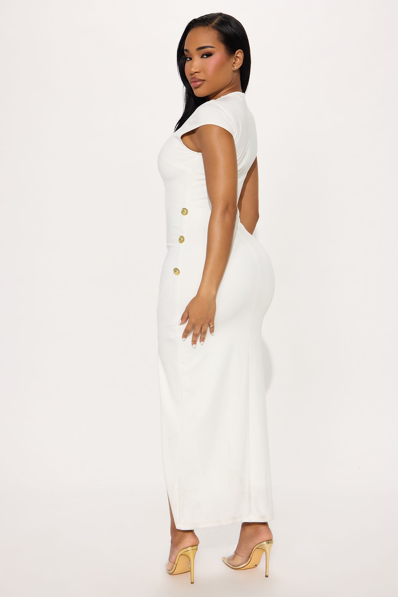 Talia Ponte Maxi Dress - White - Image 3