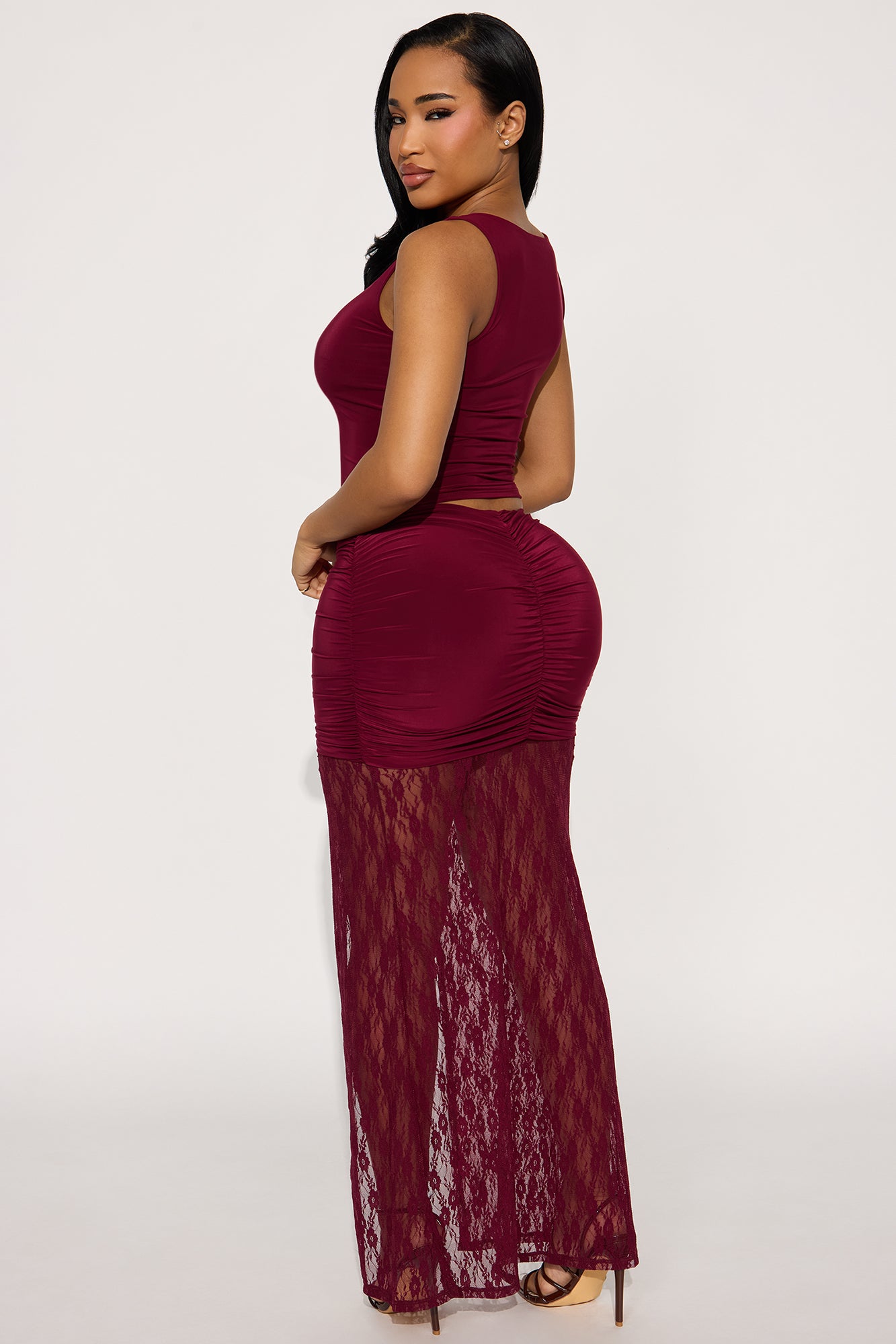 Sweeter Than Life Maxi Skirt Set - Wine - Image 3