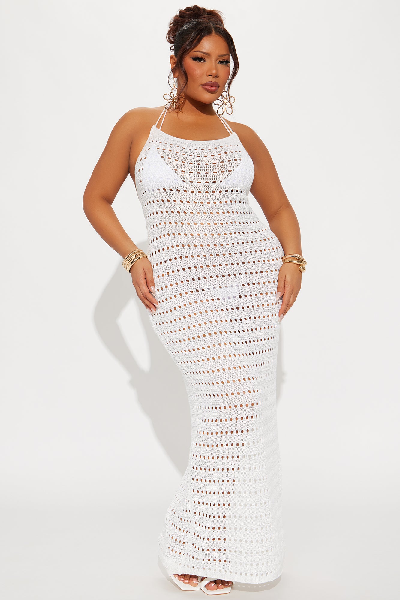 Julia Crochet Cover Up Maxi Dress - White - Image 4