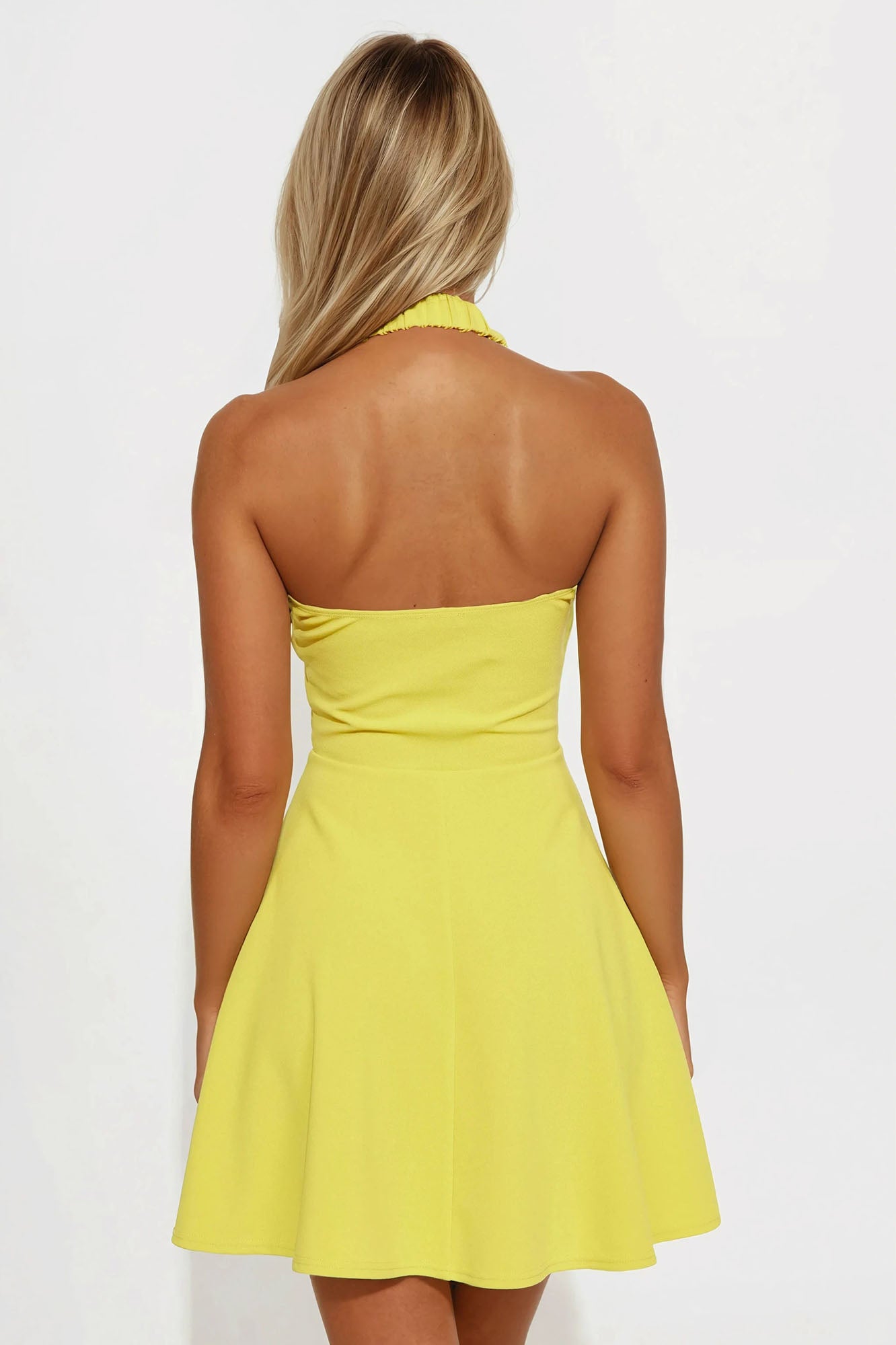 Delia Halter A Line Mini Dress - Chartreuse - Image 3