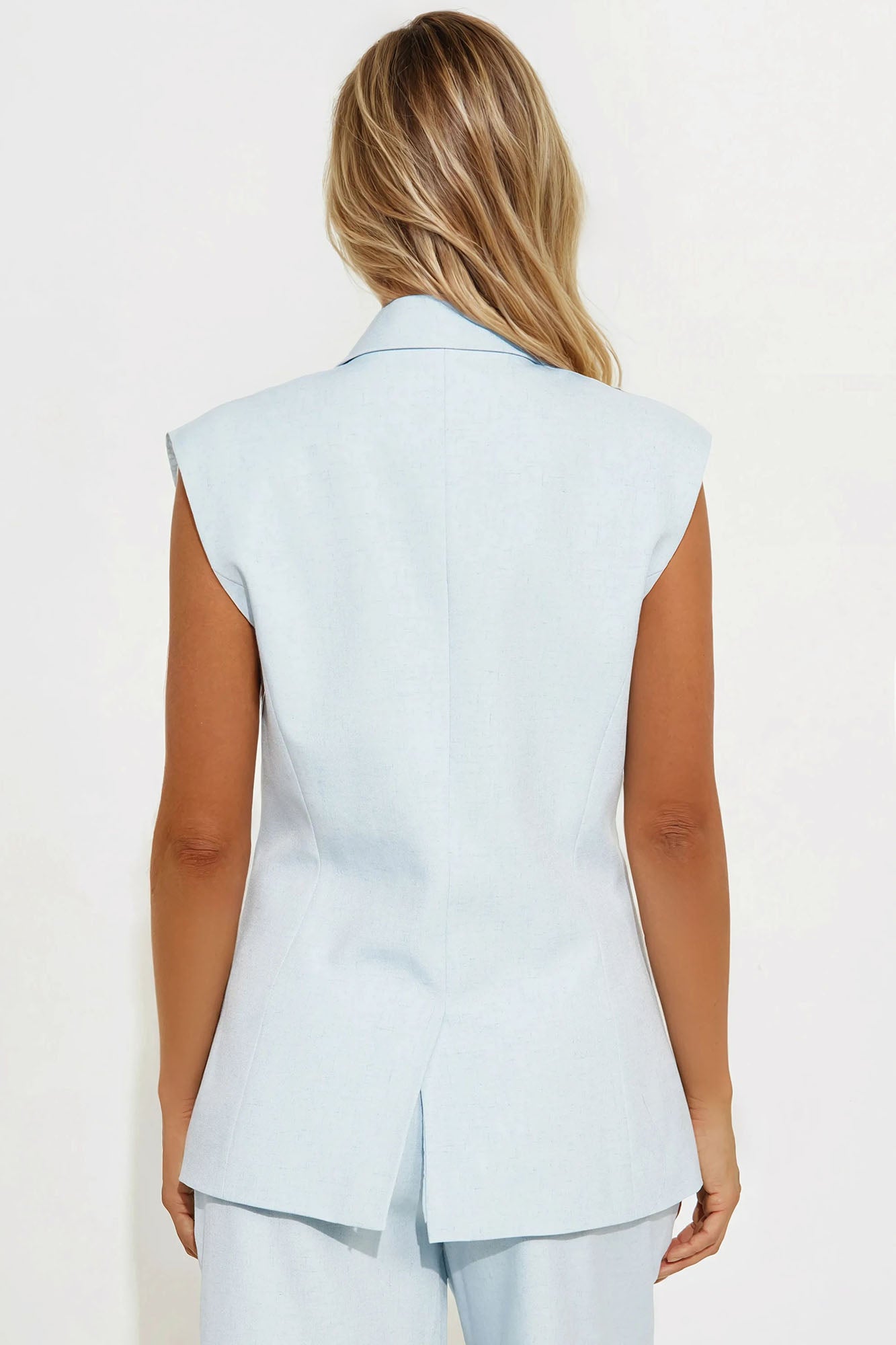 Paloma Linen Vest - Light Blue - Image 3