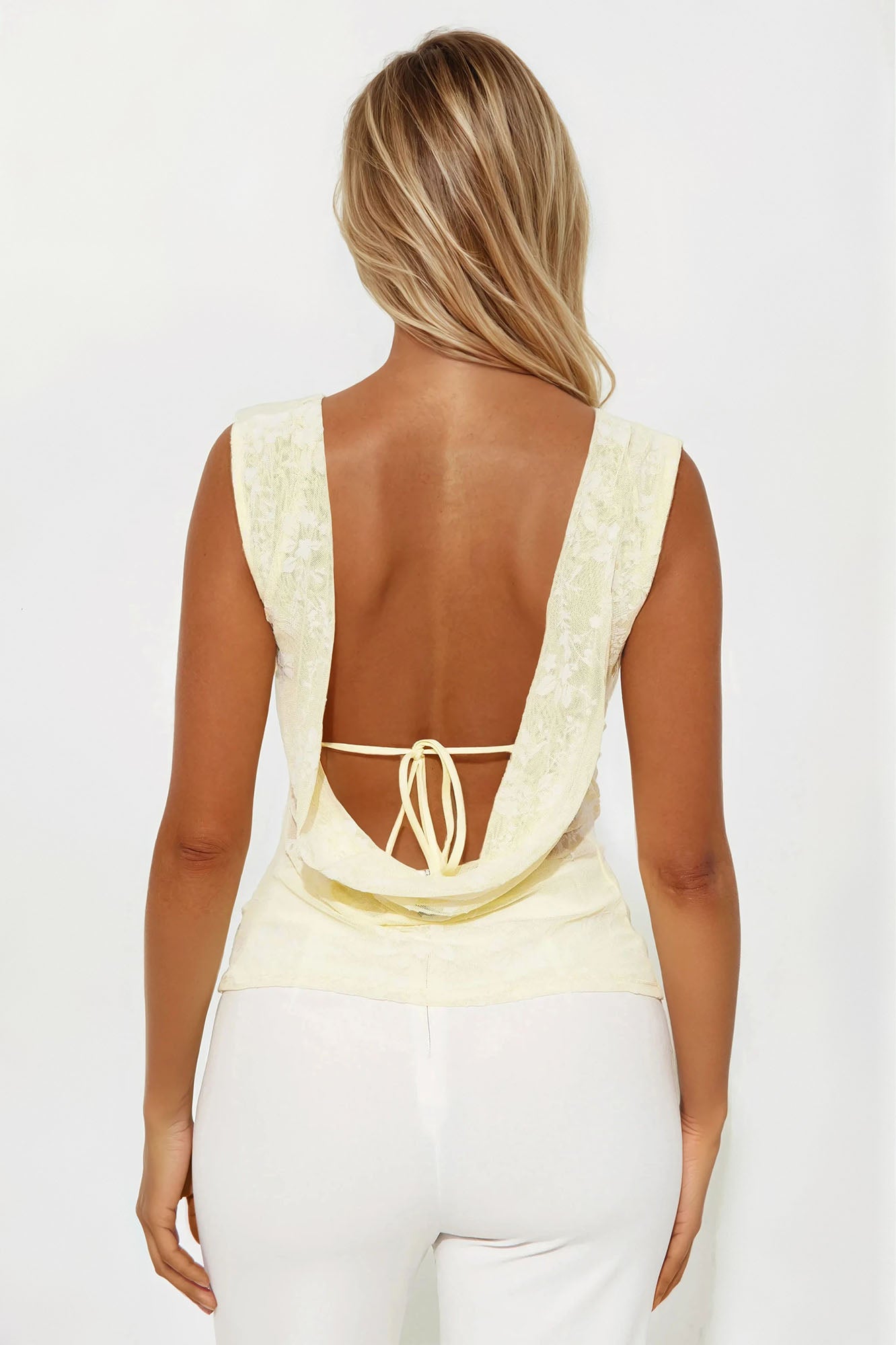 Falling For Me Backless Top - Butter Yellow - Image 3