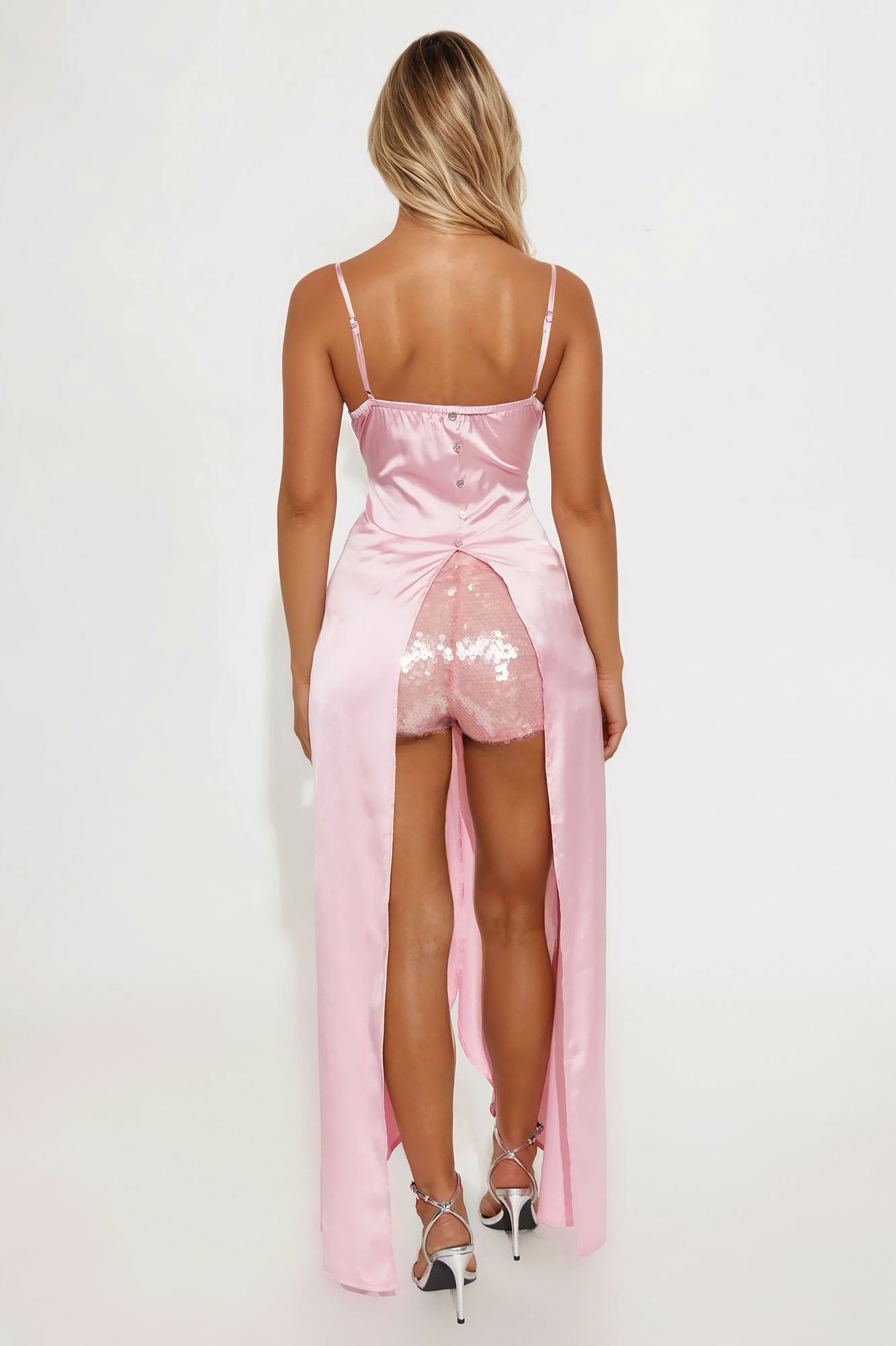 Kandis Satin Ruched Maxi Top - Pink - Image 3