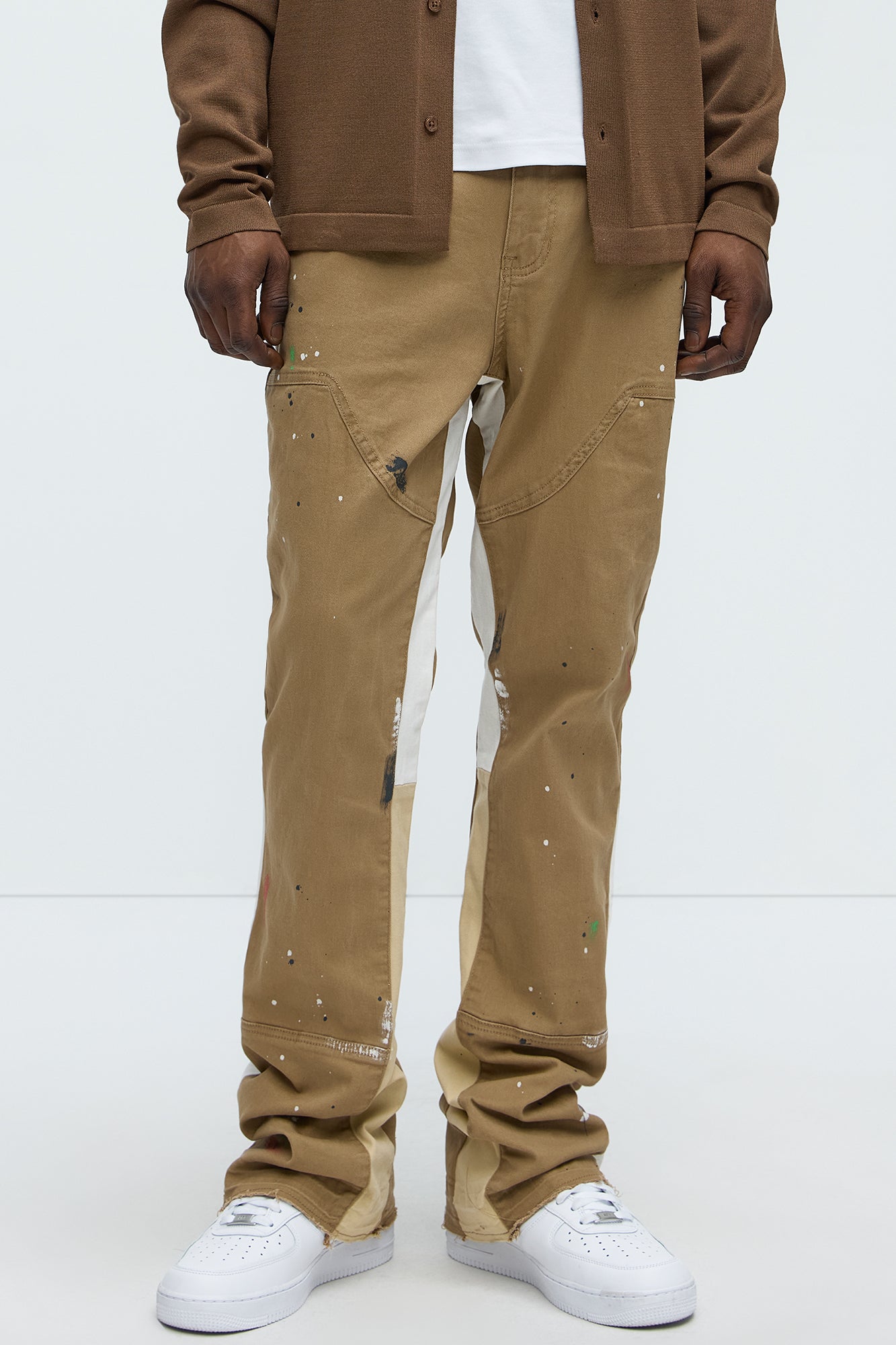Both Ways Slim Stacked Flared Pants - Tan/Multi - Image 4