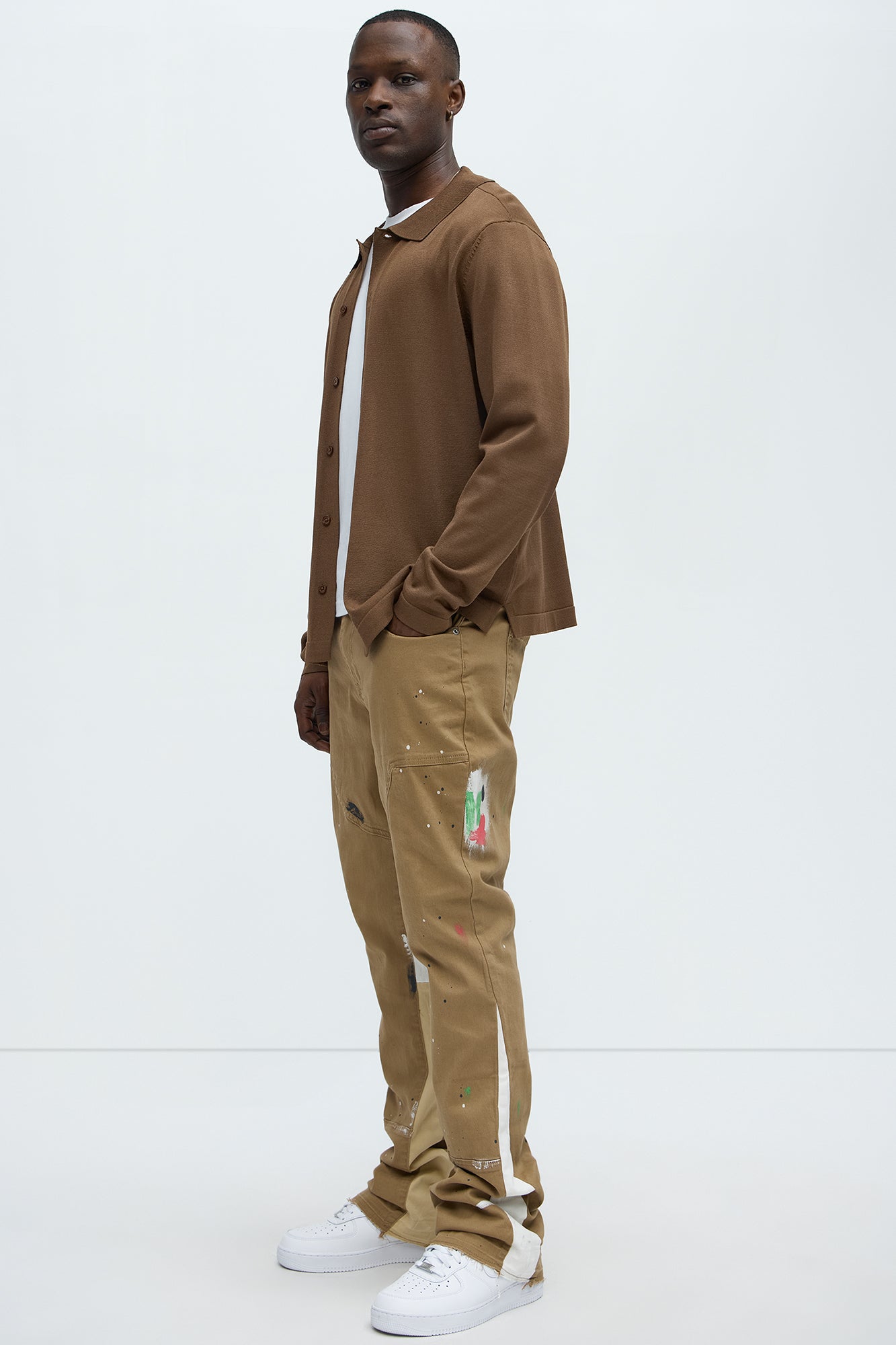 Both Ways Slim Stacked Flared Pants - Tan/Multi - Image 5
