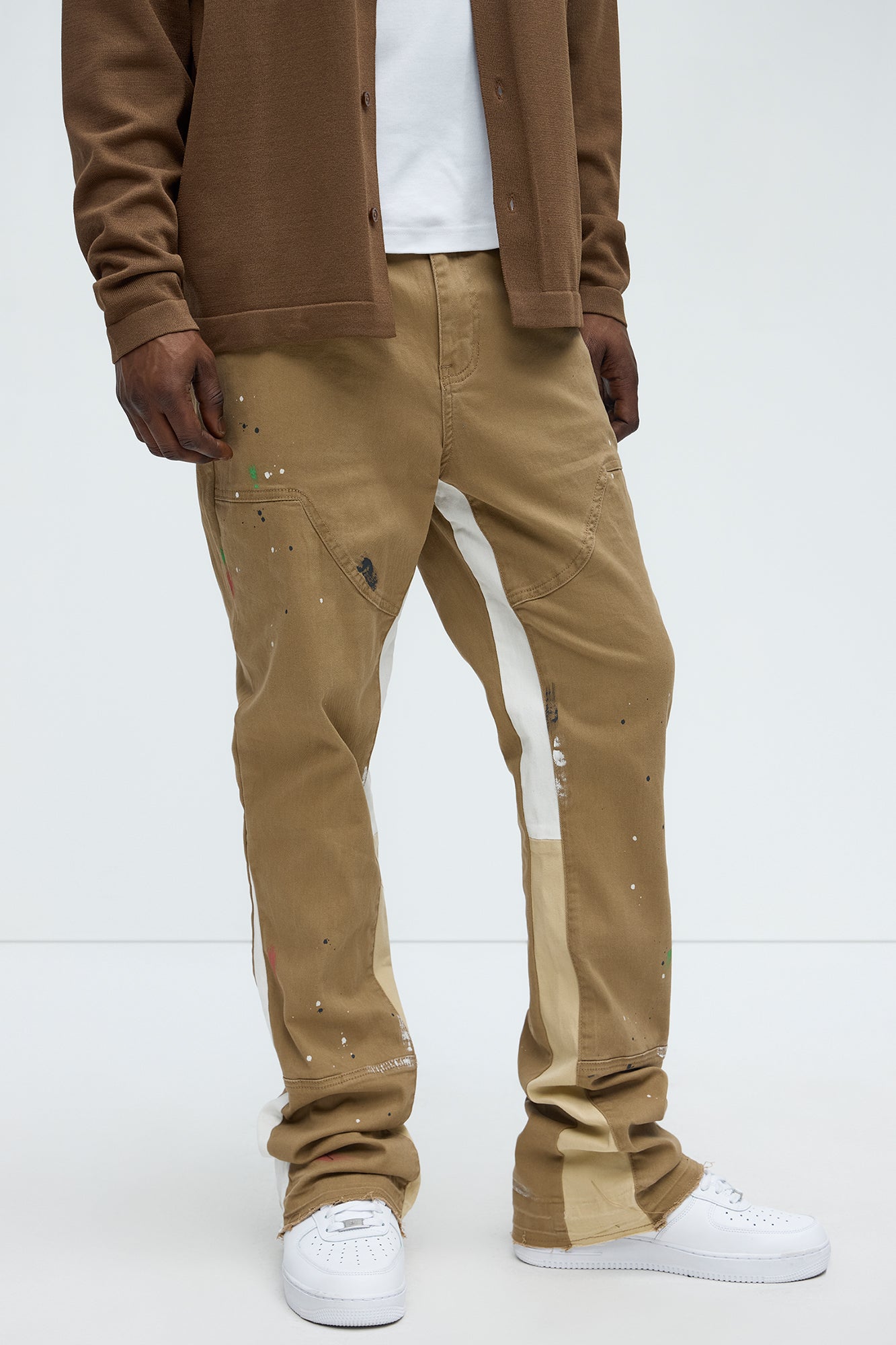 Both Ways Slim Stacked Flared Pants - Tan/Multi - Image 6