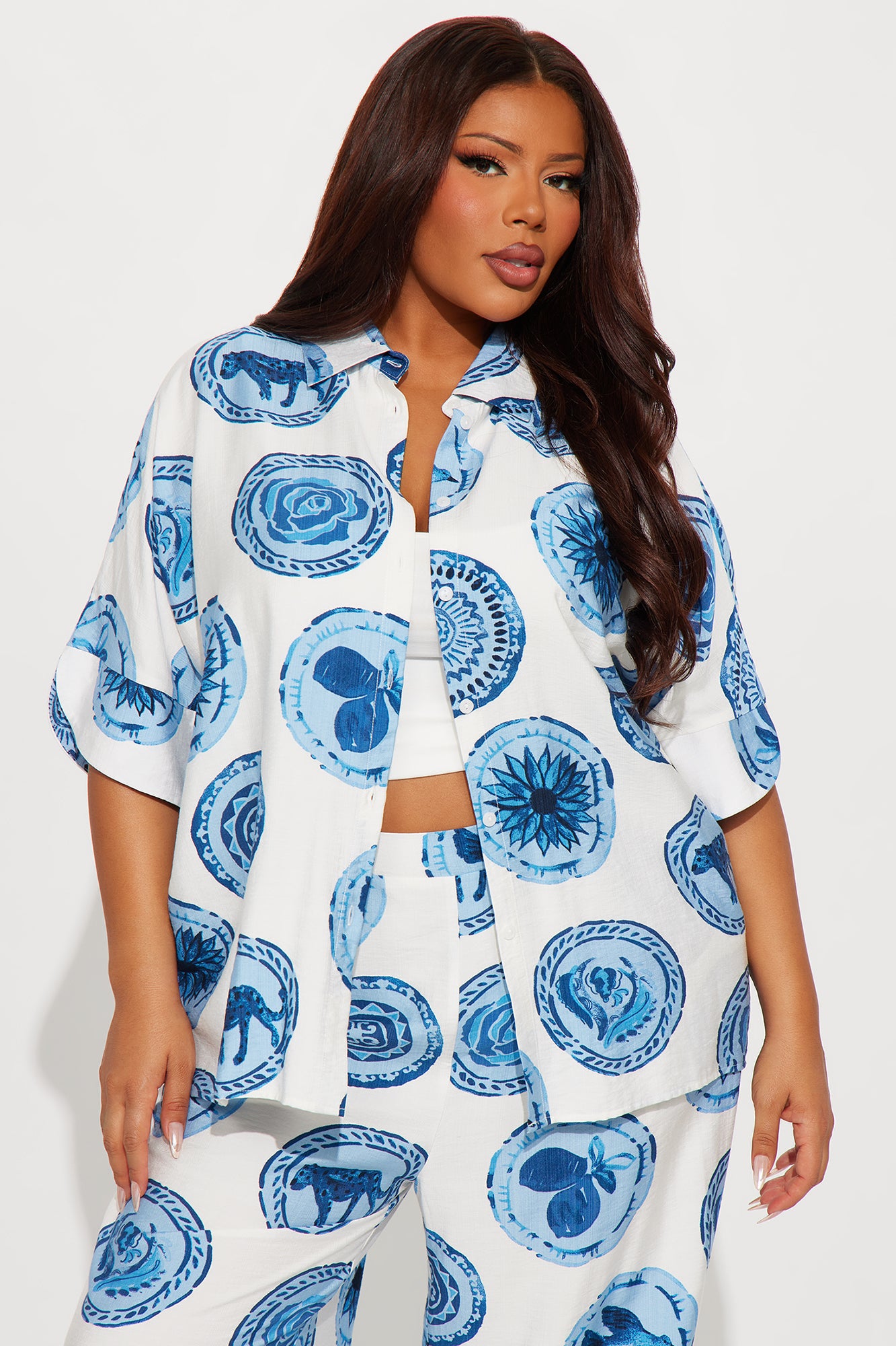 Sunny Escape Linen Pant Set - Blue/combo - Image 5