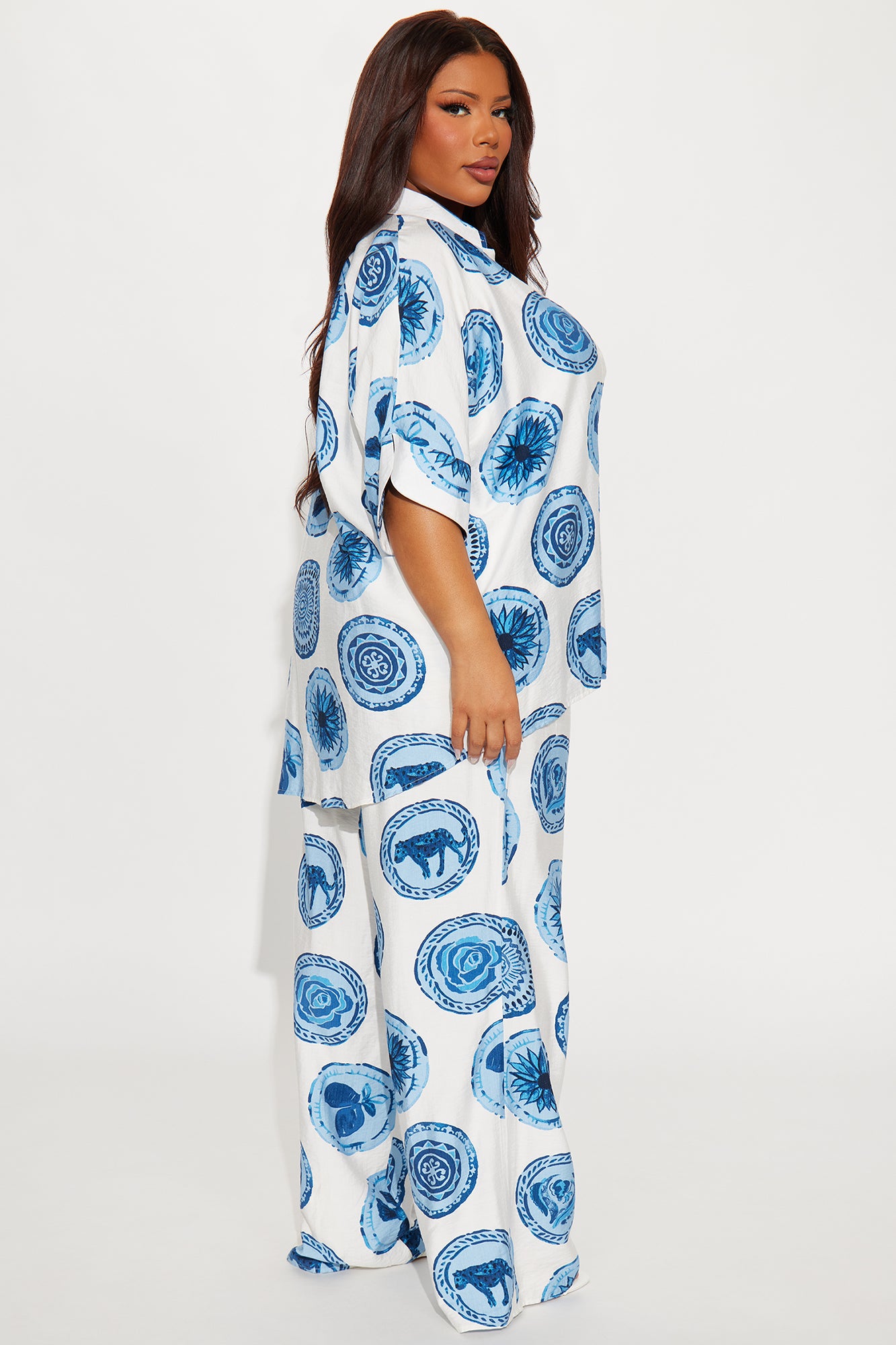 Sunny Escape Linen Pant Set - Blue/combo - Image 6