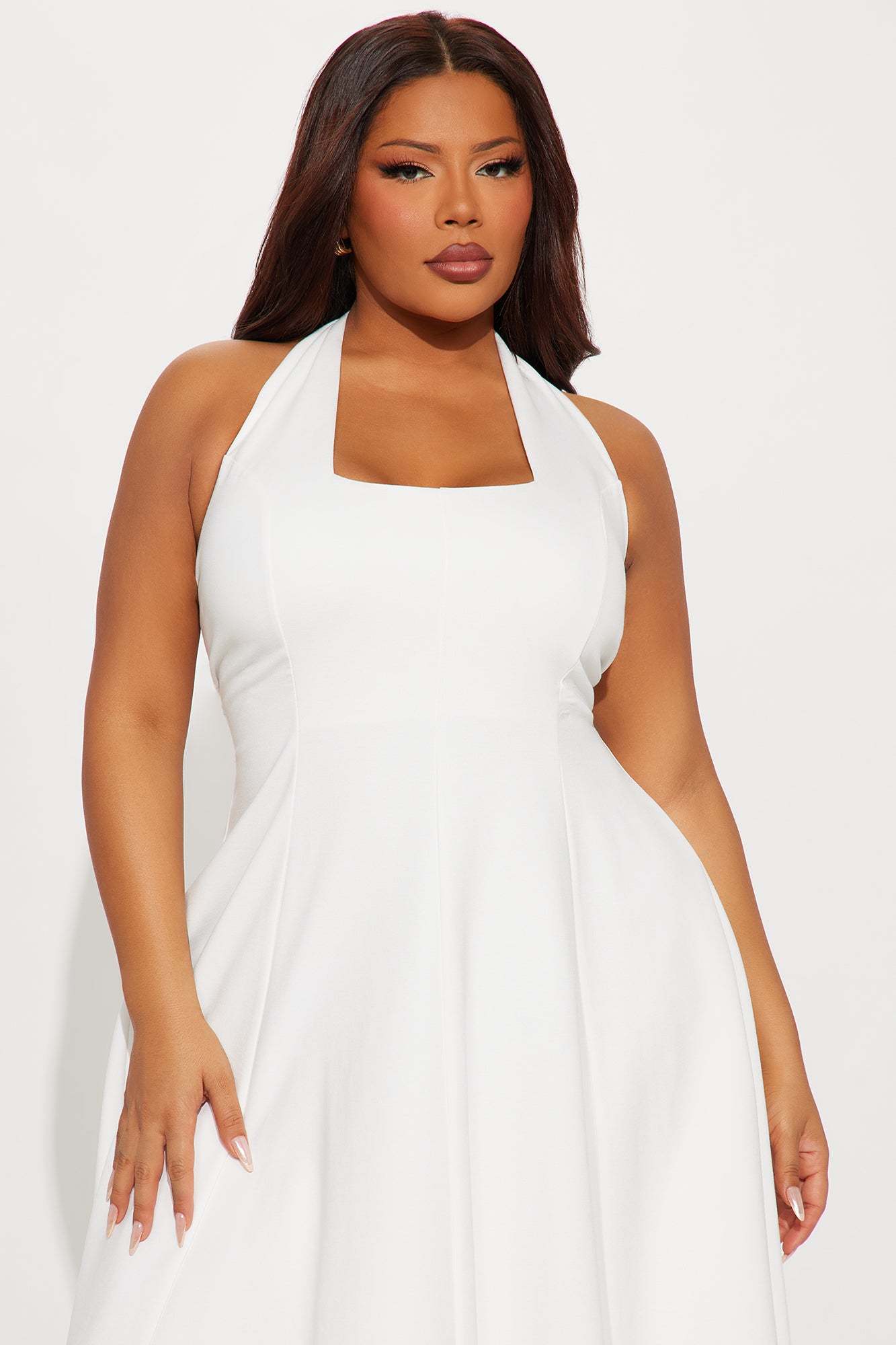 Mabel Ponte Midi Dress - White - Image 5