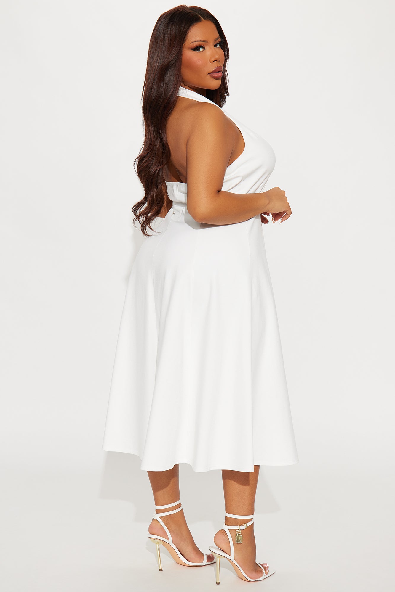 Mabel Ponte Midi Dress - White - Image 6