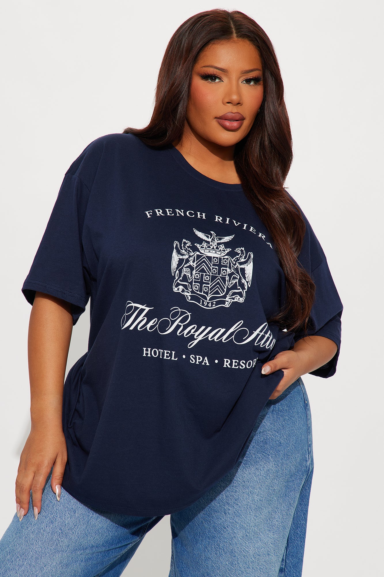 French Riveria Oversized Tee - Navy - Image 4