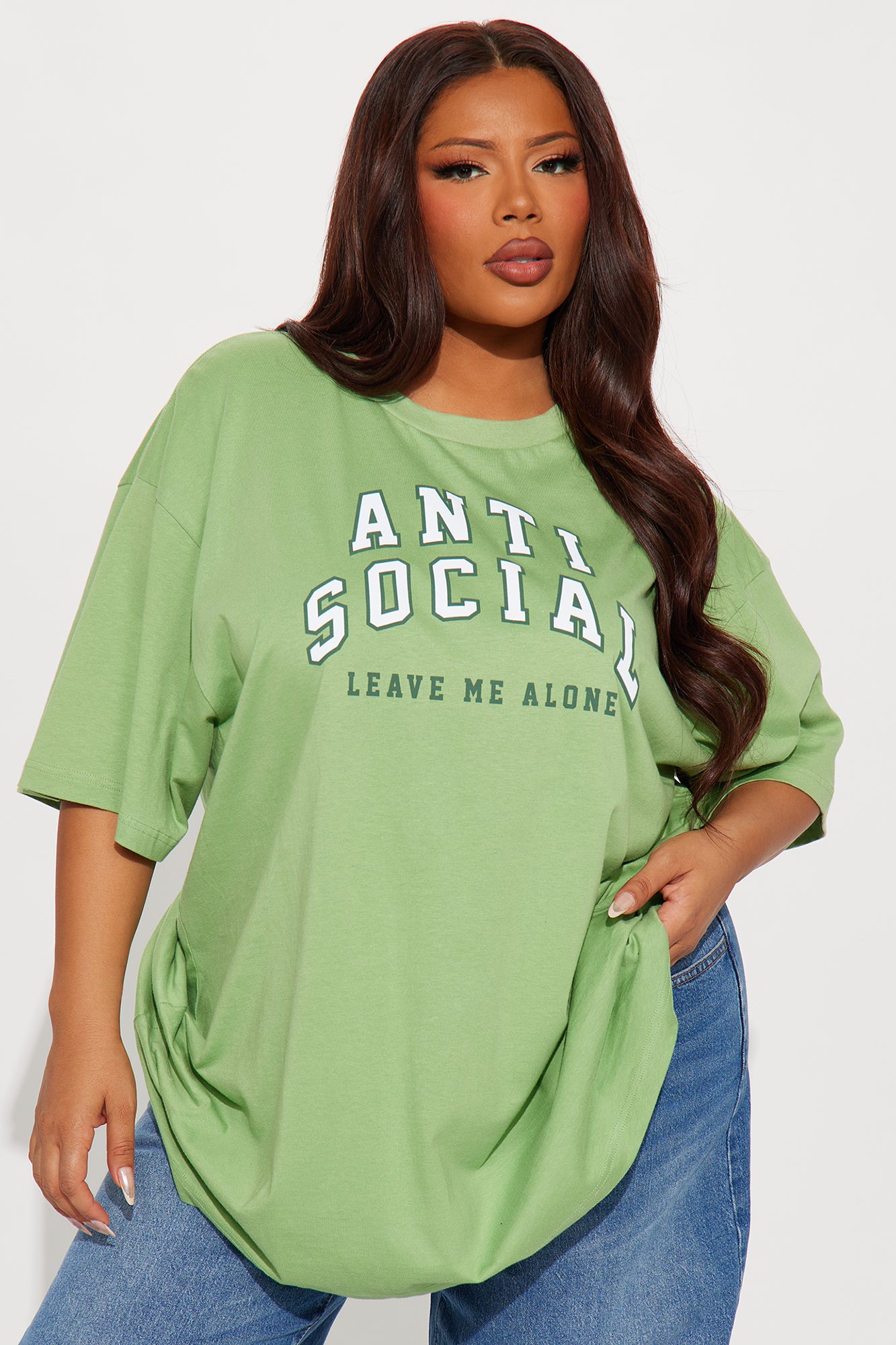 Anti-Social Oversized Tee - Sage - Image 4