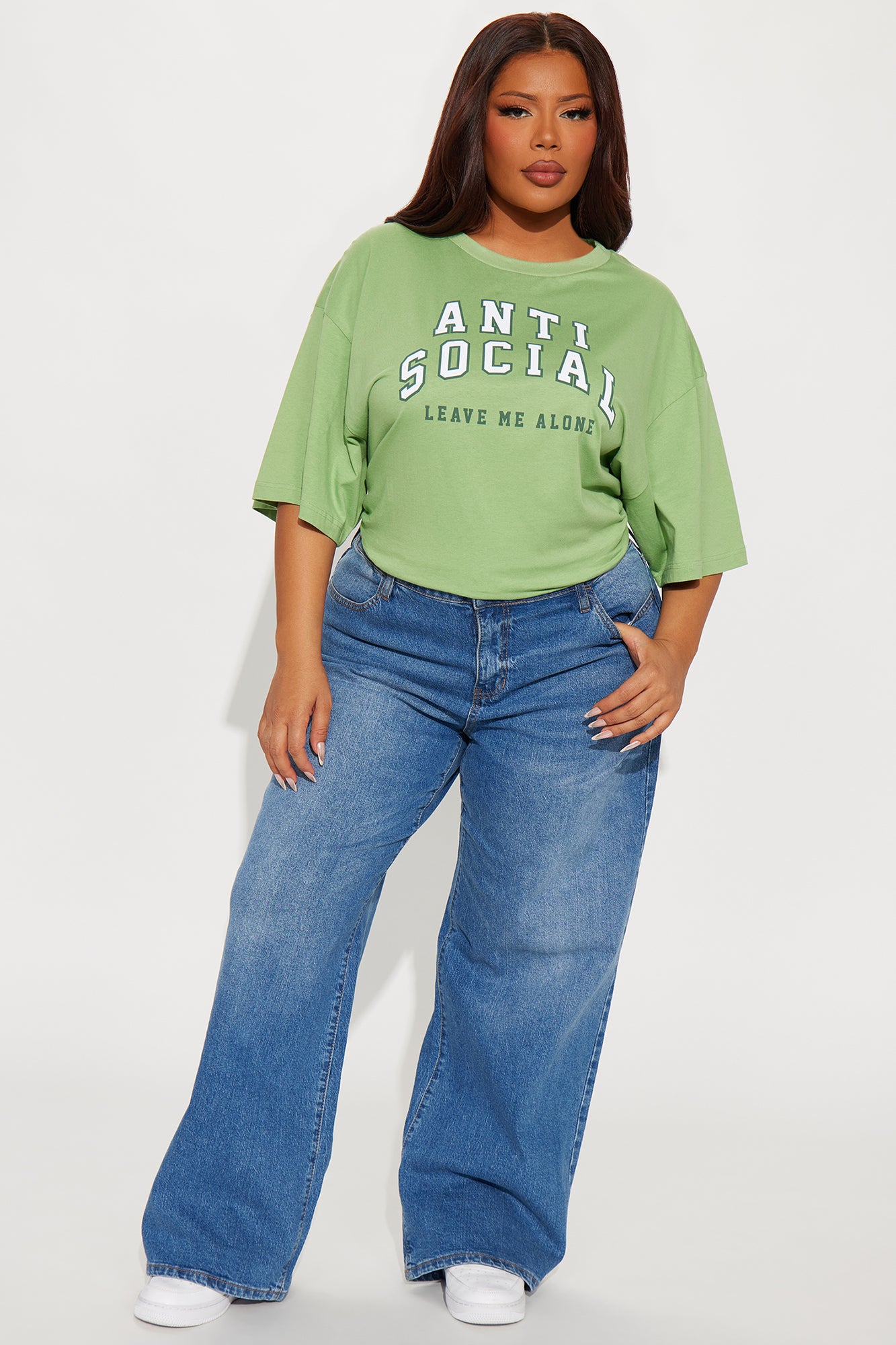 Anti-Social Oversized Tee - Sage - Image 6