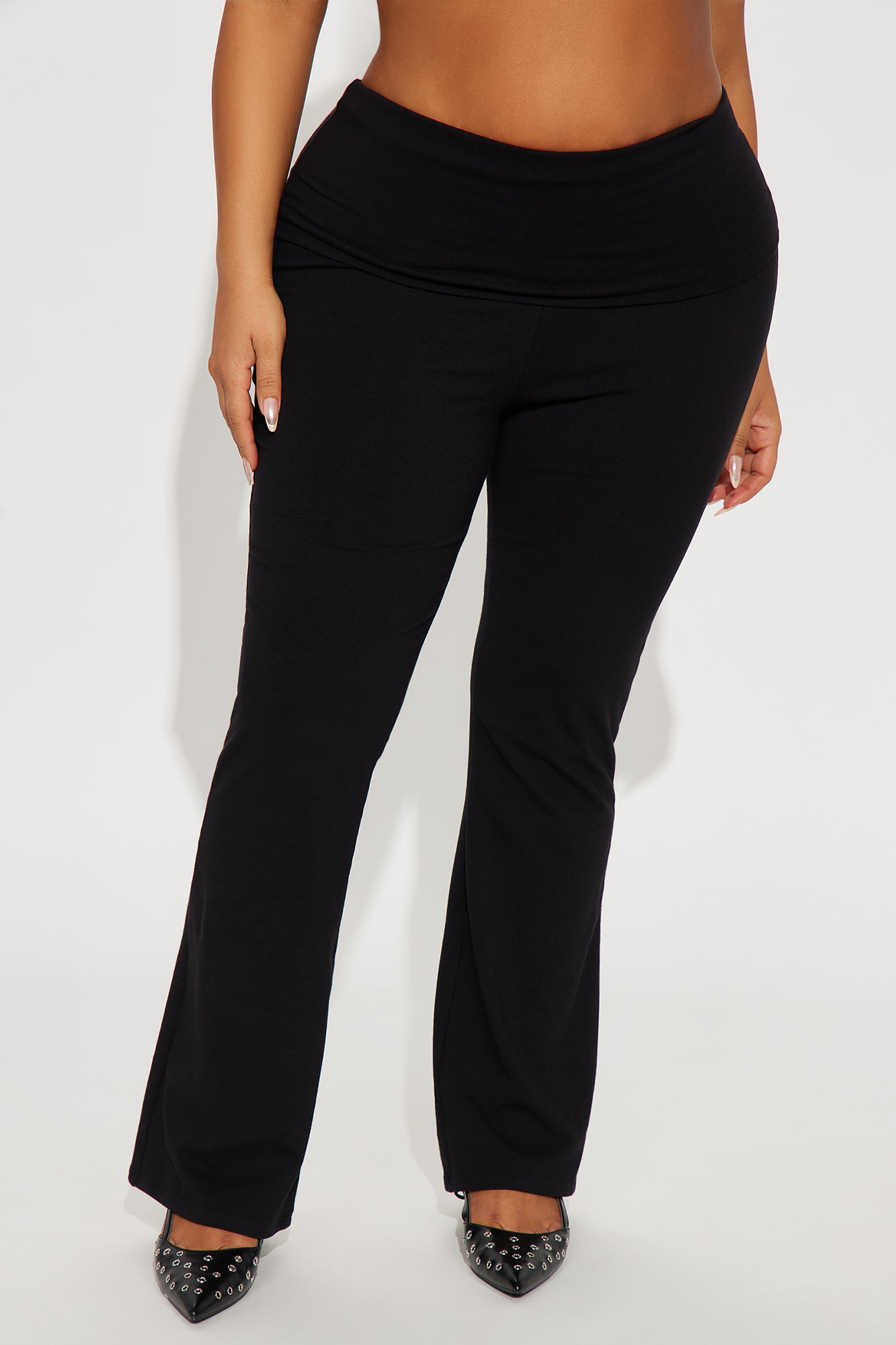 Petite Adriana Foldover Flare Pant - Black - Image 5