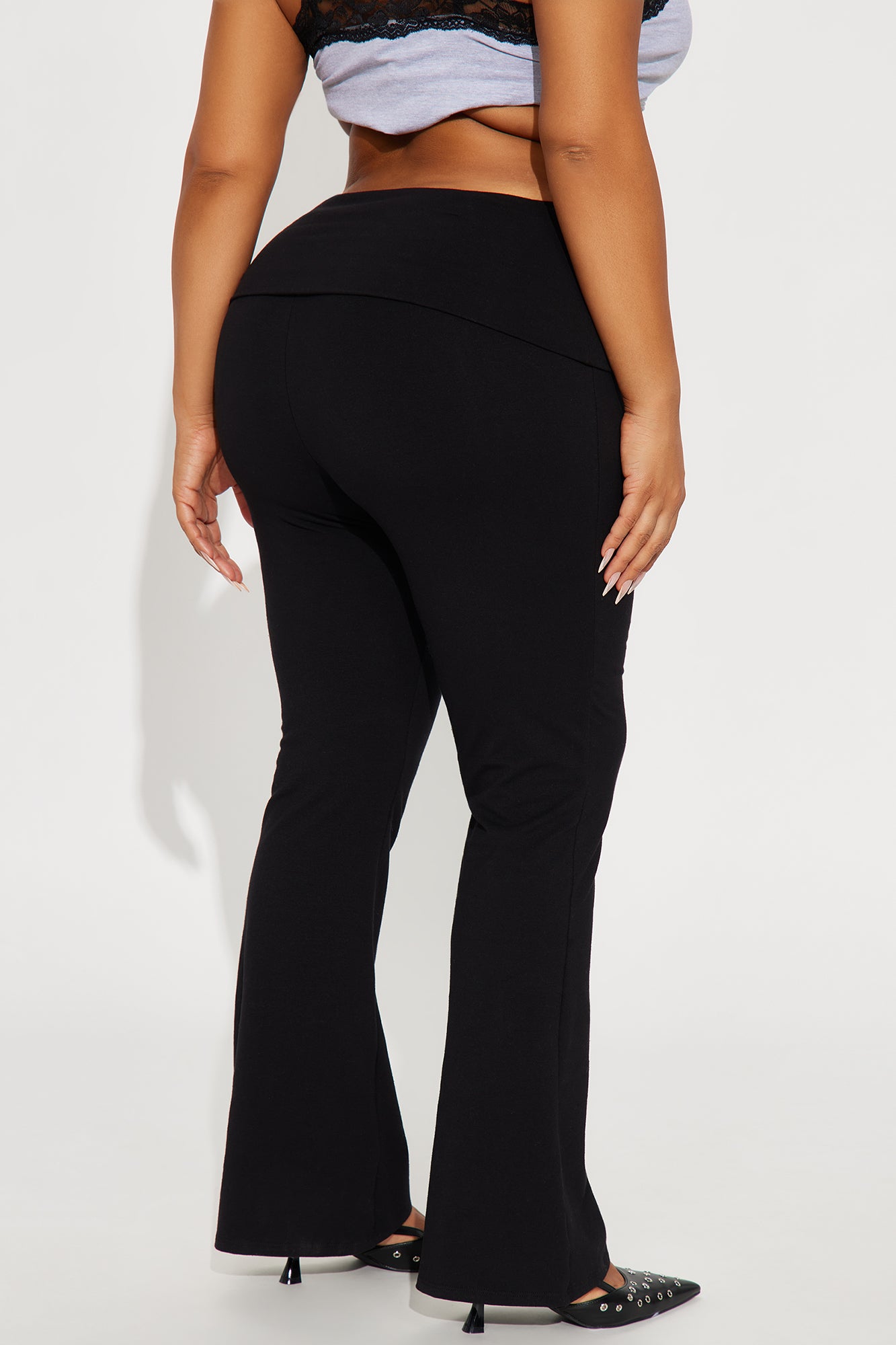 Petite Adriana Foldover Flare Pant - Black - Image 6