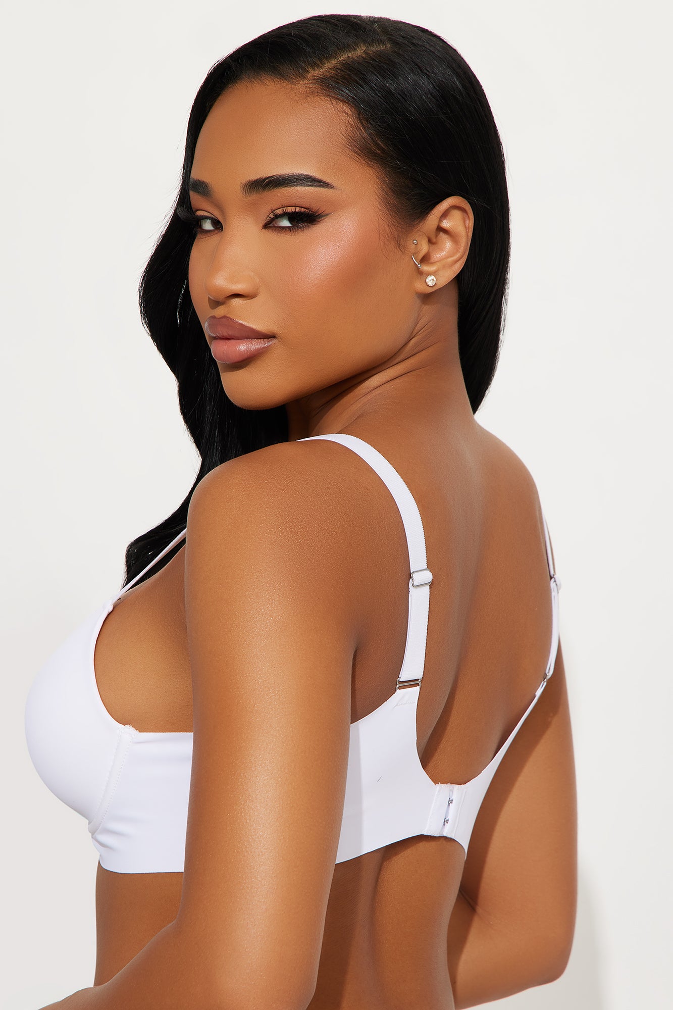 Smooth Like That Lightly Lined Scuba Demi Bra - White - Image 3