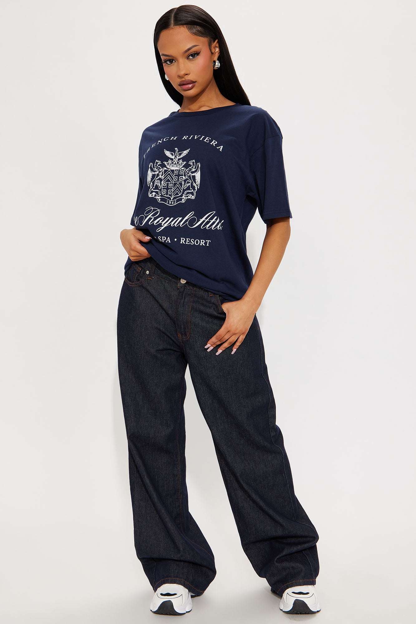 French Riveria Oversized Tee - Navy - Image 3