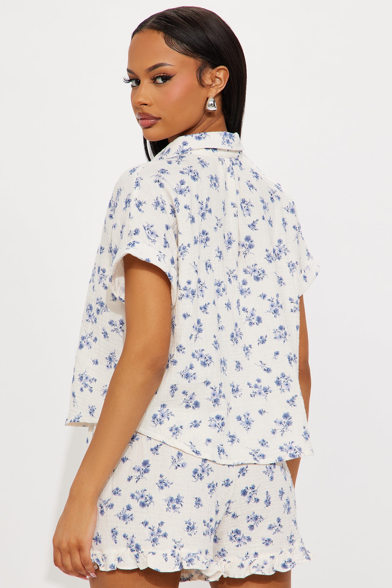 Adeline Ditsy Floral Short Set - Blue/combo - Image 3