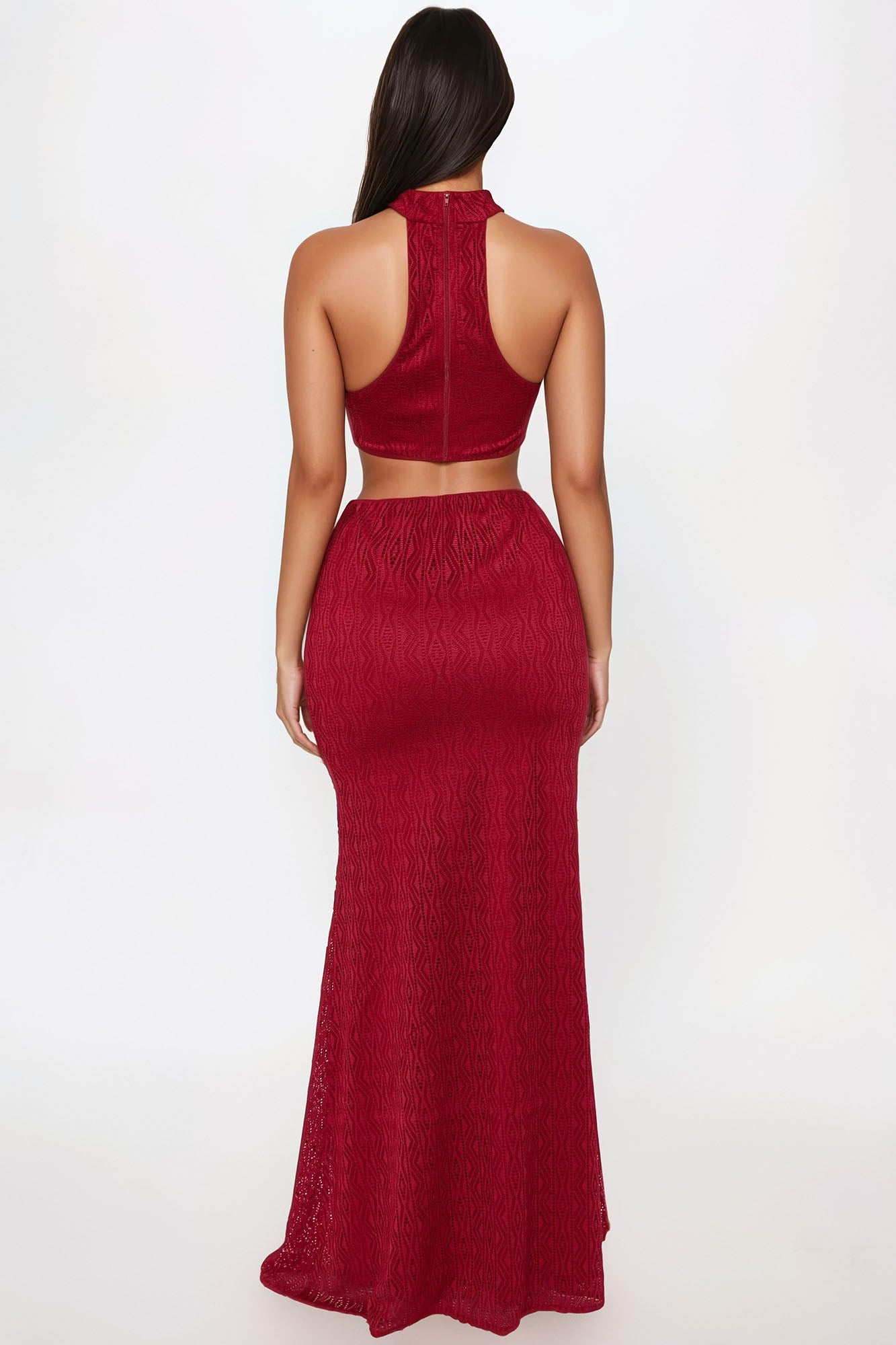 Savanna Escape Crochet Maxi Skirt Set - Wine - Image 3