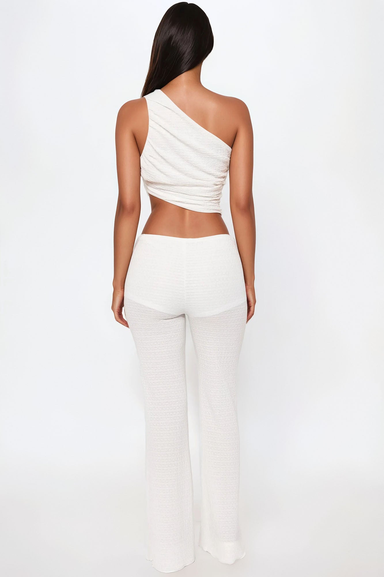 Tessa Textured Flare Pant Set - White - Image 3