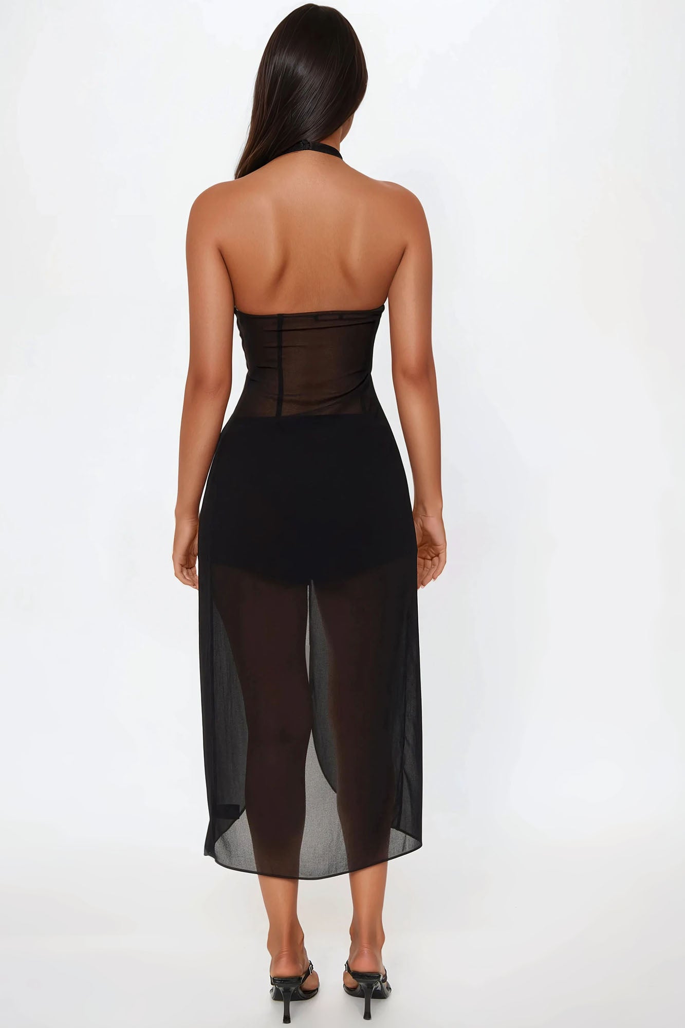 Sheer Seduction Halter Short Set - Black - Image 3